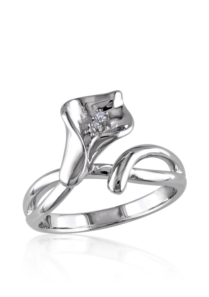 Diamond Calla Lilly Ring in Sterling Silver