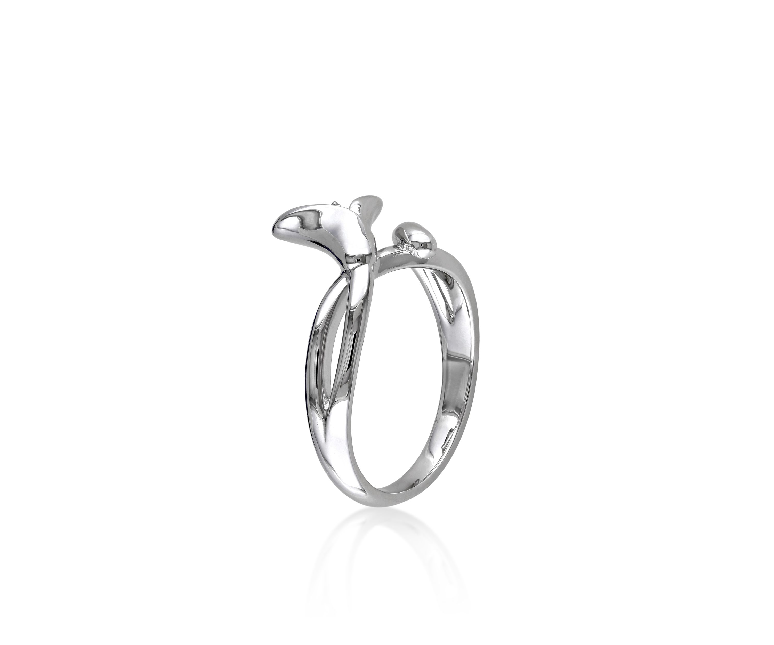 Diamond Calla Lilly Ring in Sterling Silver