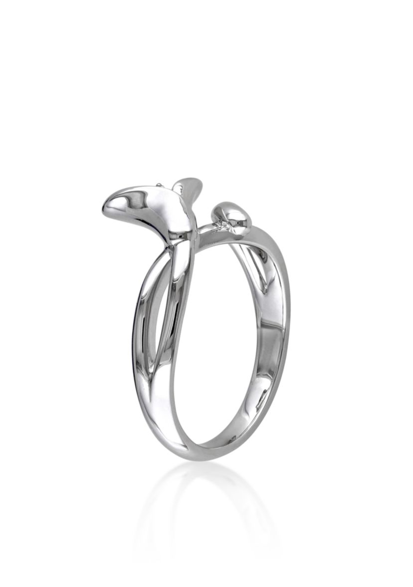 Diamond Calla Lilly Ring in Sterling Silver