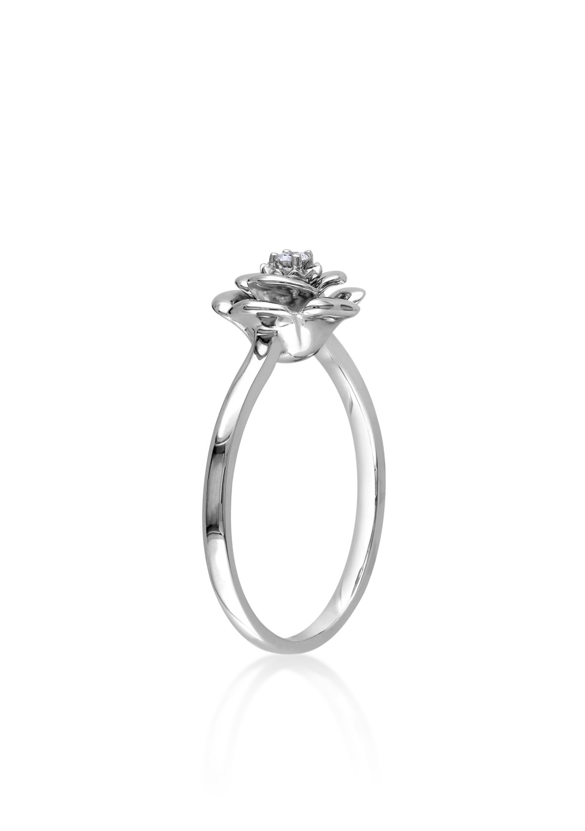 Diamond Flower Ring in Sterling Silver