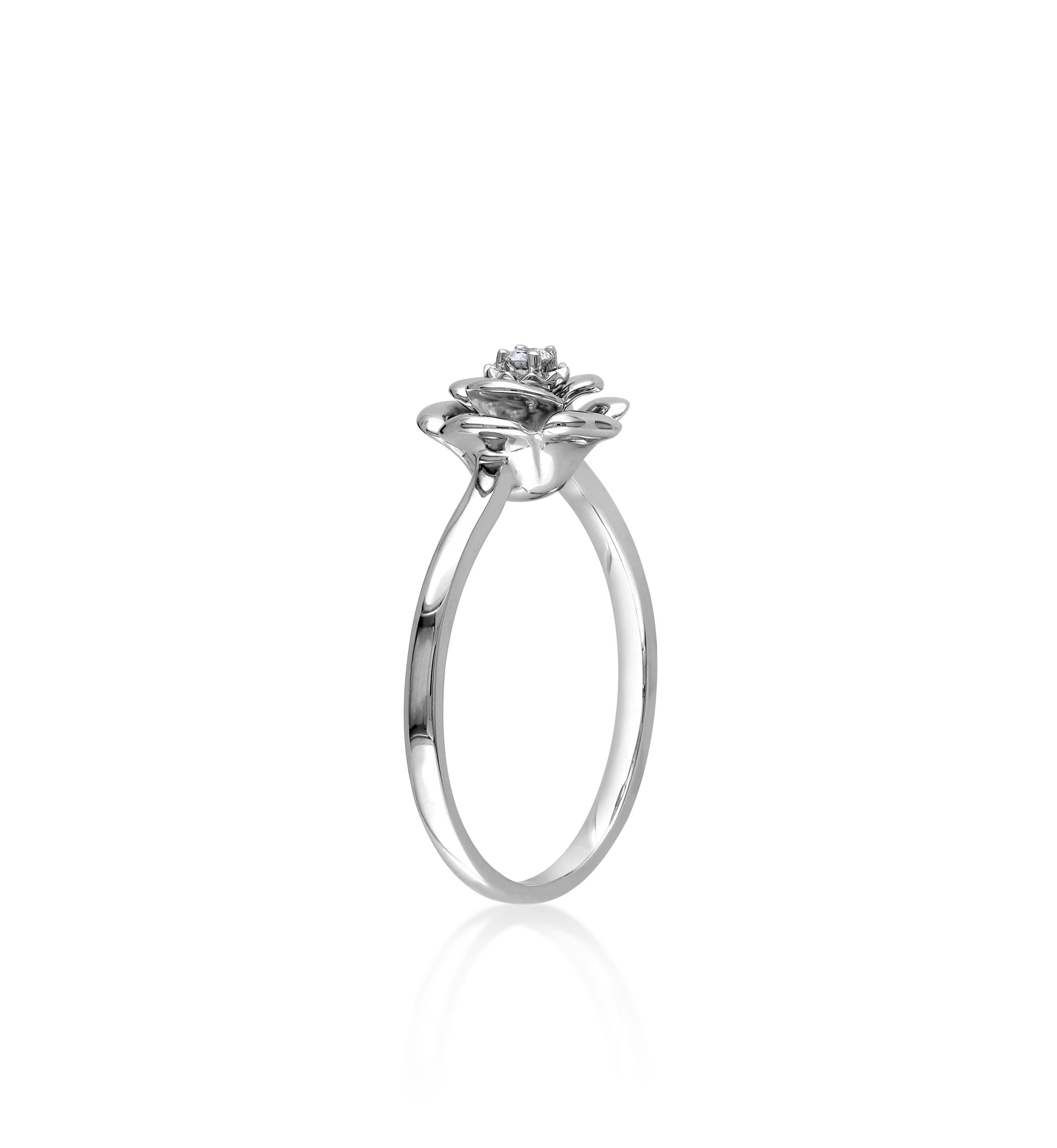 Diamond Flower Ring in Sterling Silver