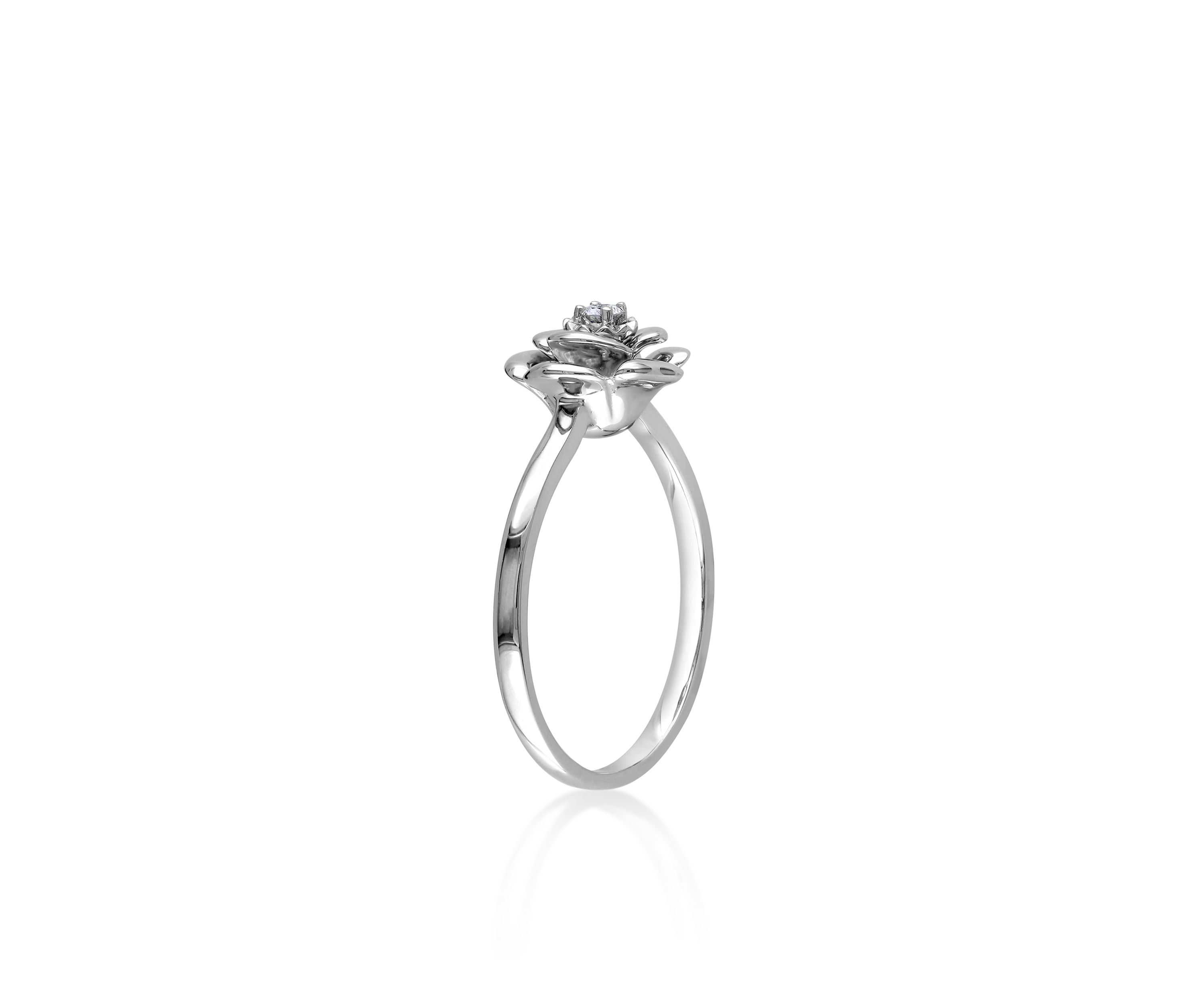Diamond Flower Ring in Sterling Silver