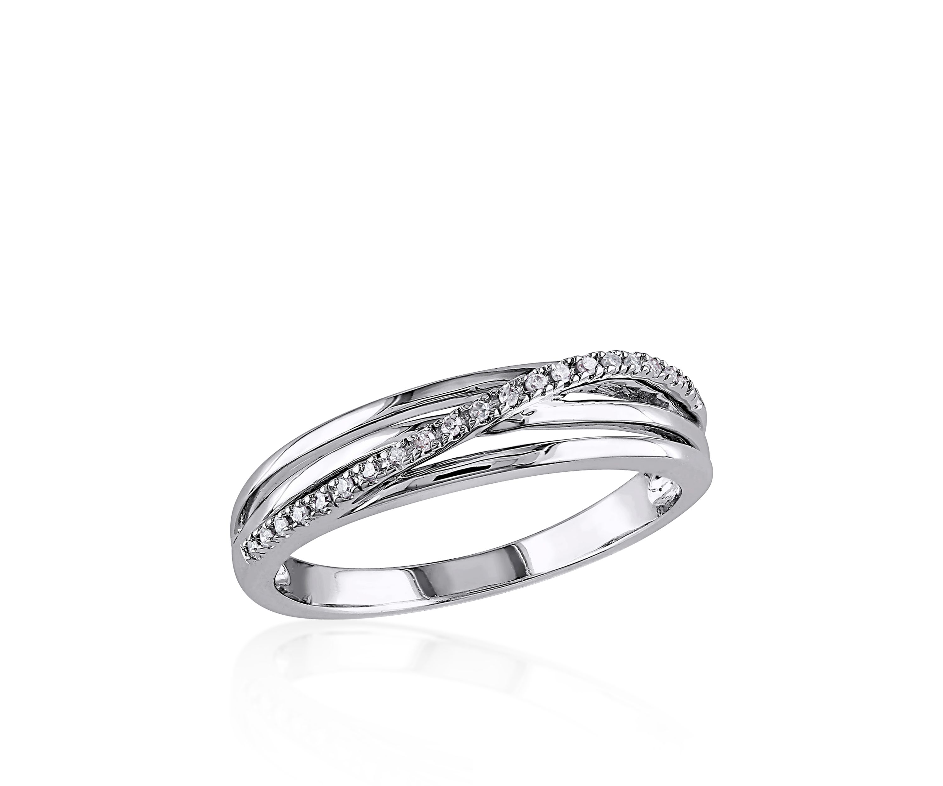 Diamond Crossover Ring in Sterling Silver