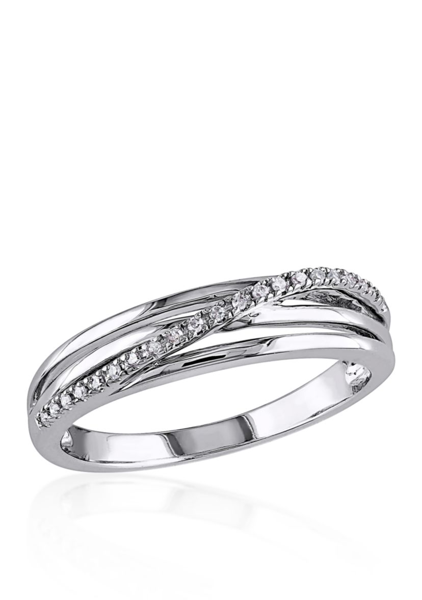 Diamond Crossover Ring in Sterling Silver