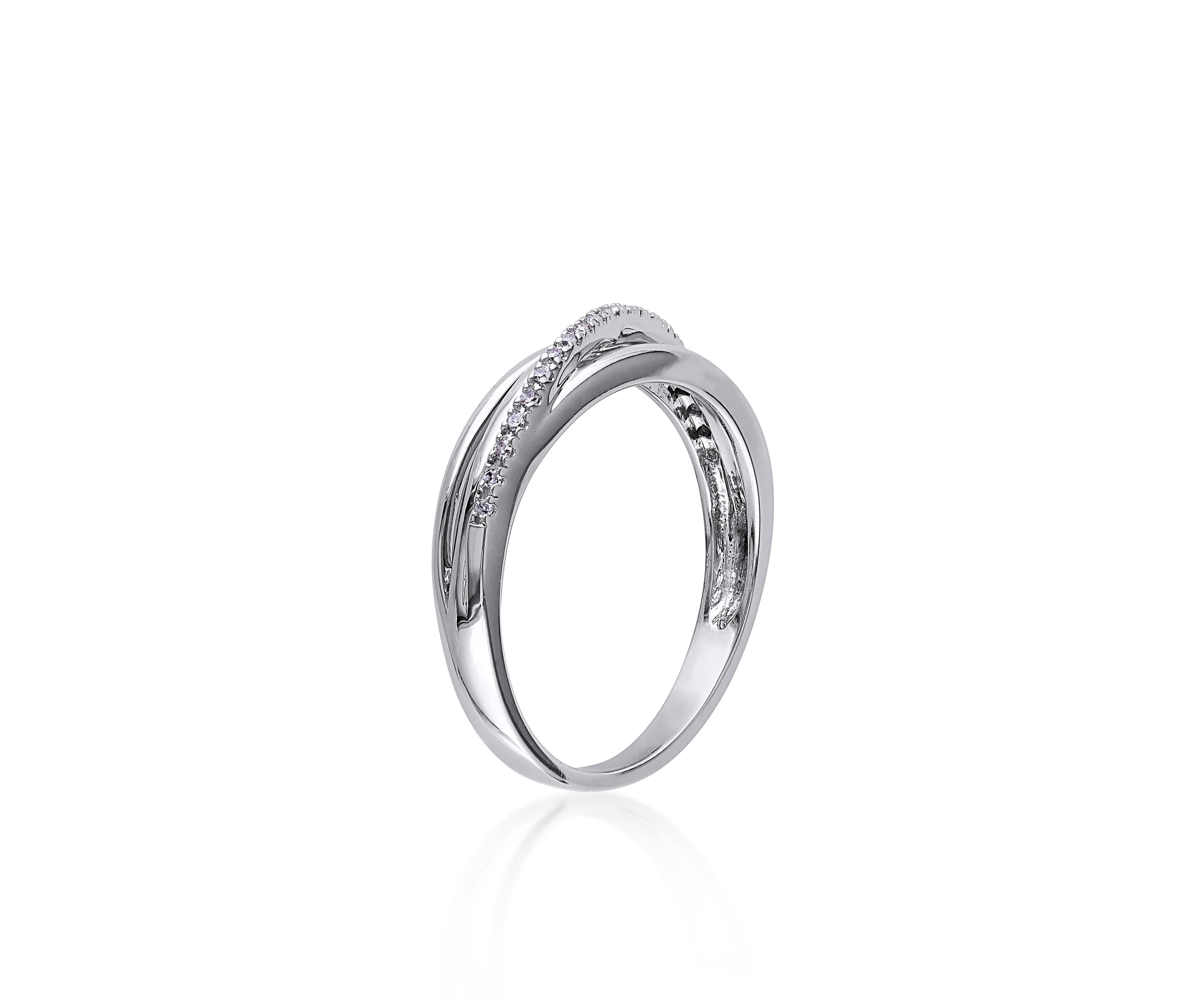 Diamond Crossover Ring in Sterling Silver