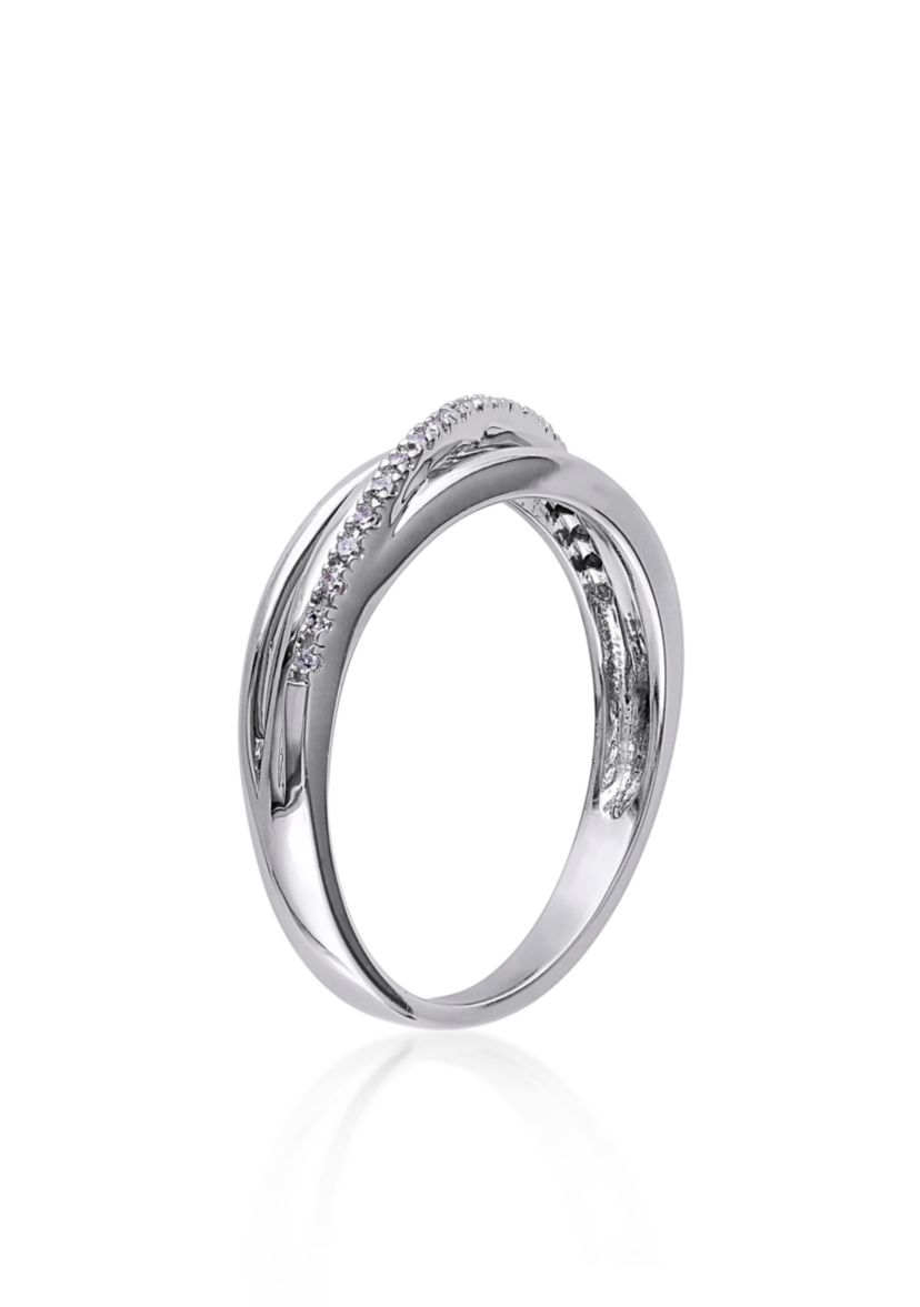 Diamond Crossover Ring in Sterling Silver