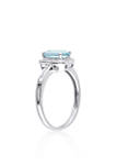 Sterling Silver Aquamarine and Diamond Ring