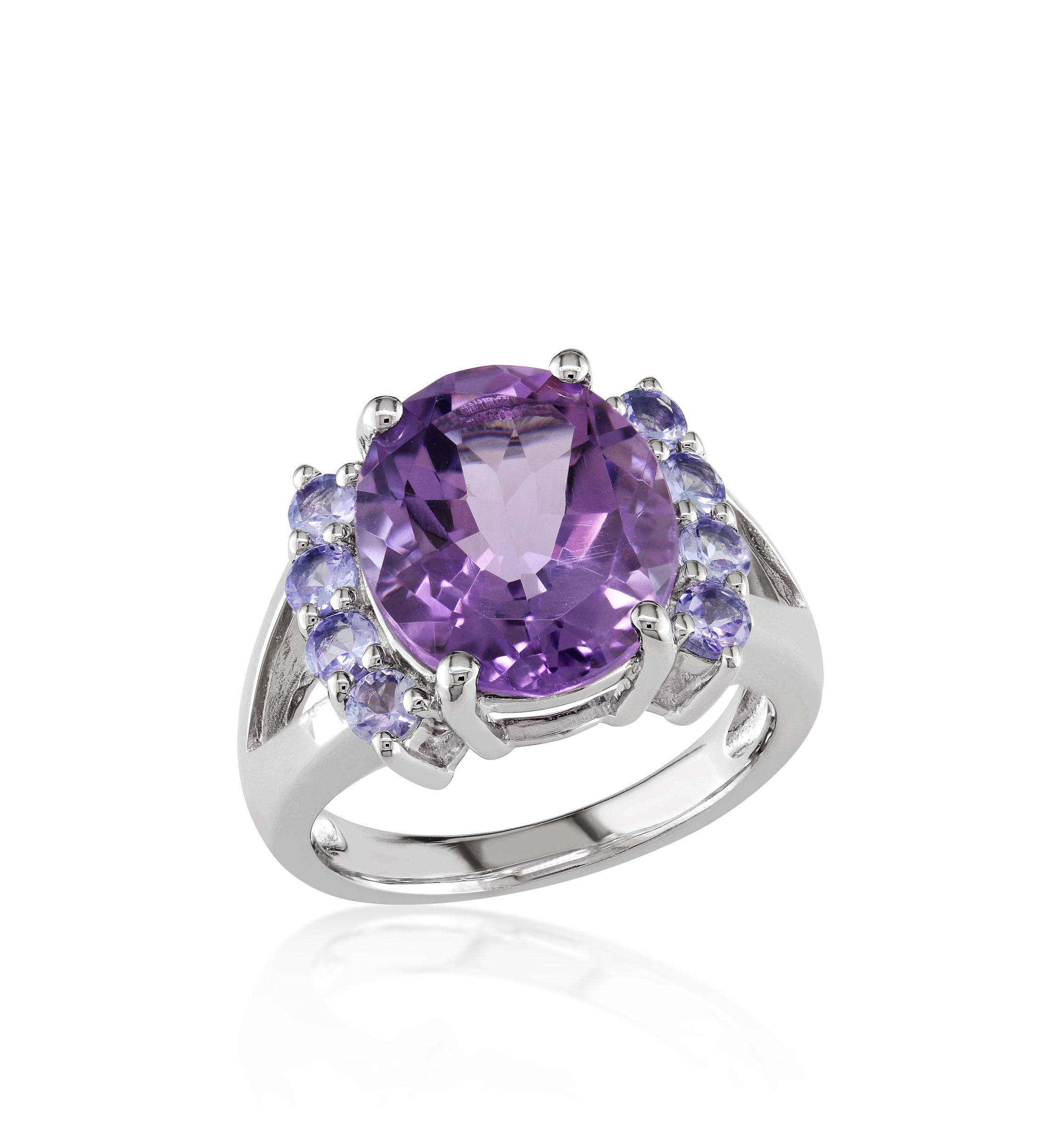 Amethyst and Tanzanite Ring in Sterling Silver