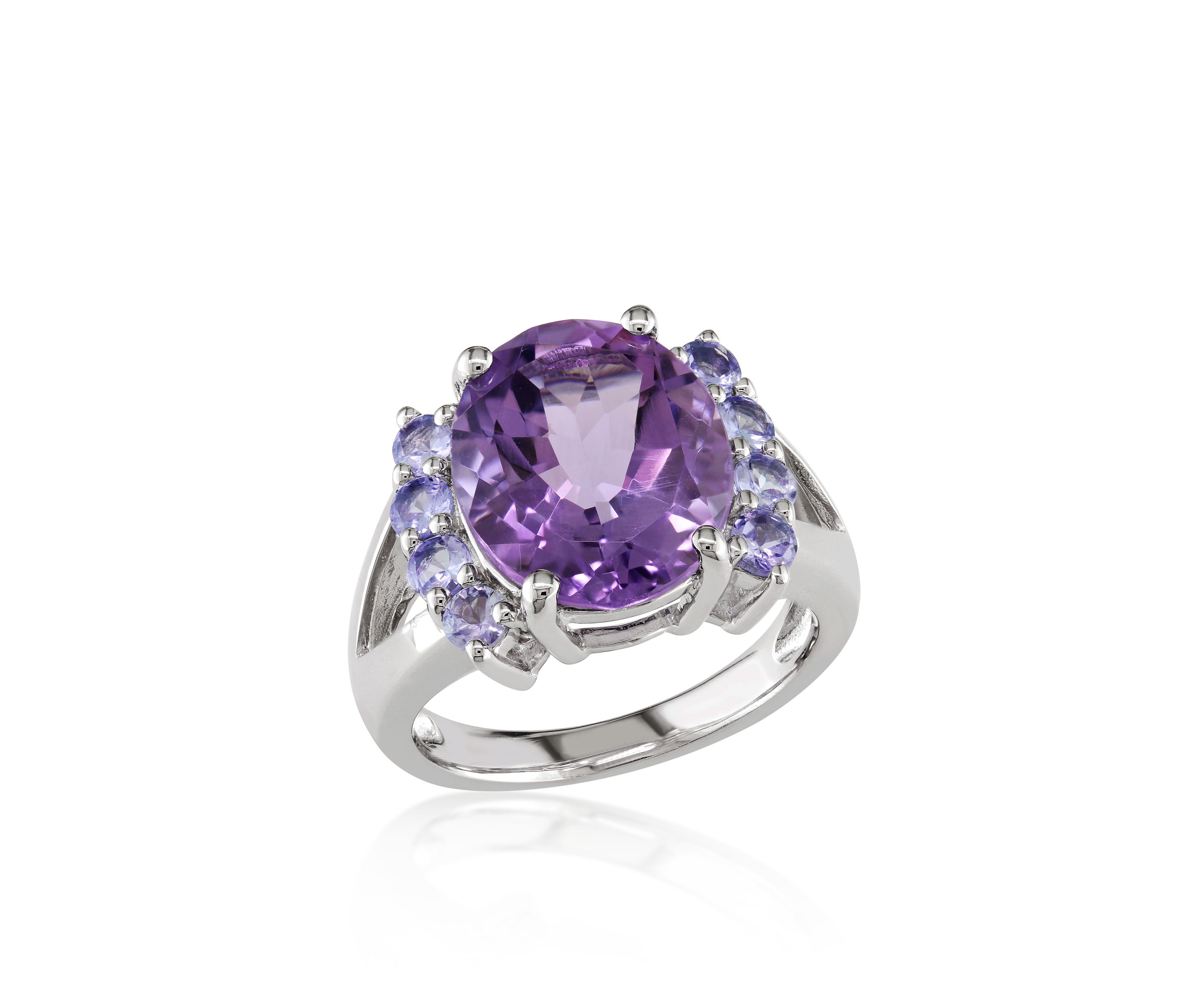 Amethyst and Tanzanite Ring in Sterling Silver