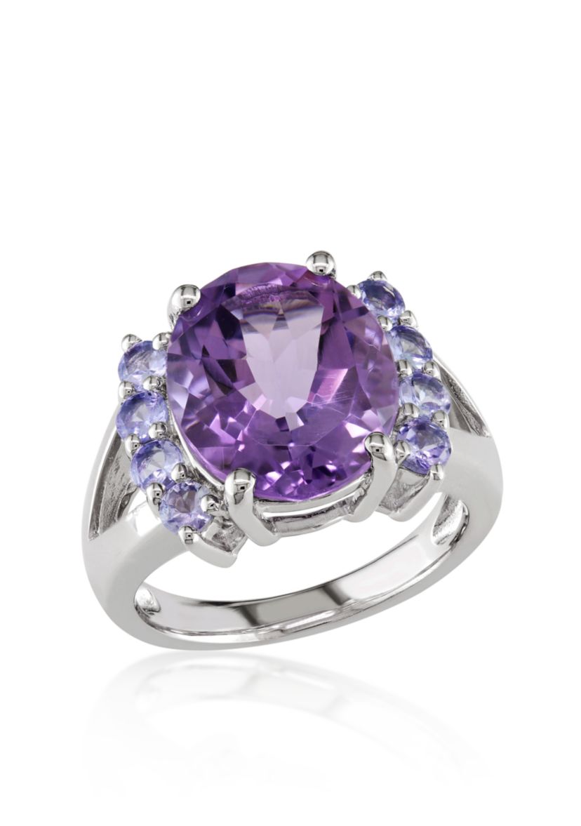 Amethyst and Tanzanite Ring in Sterling Silver