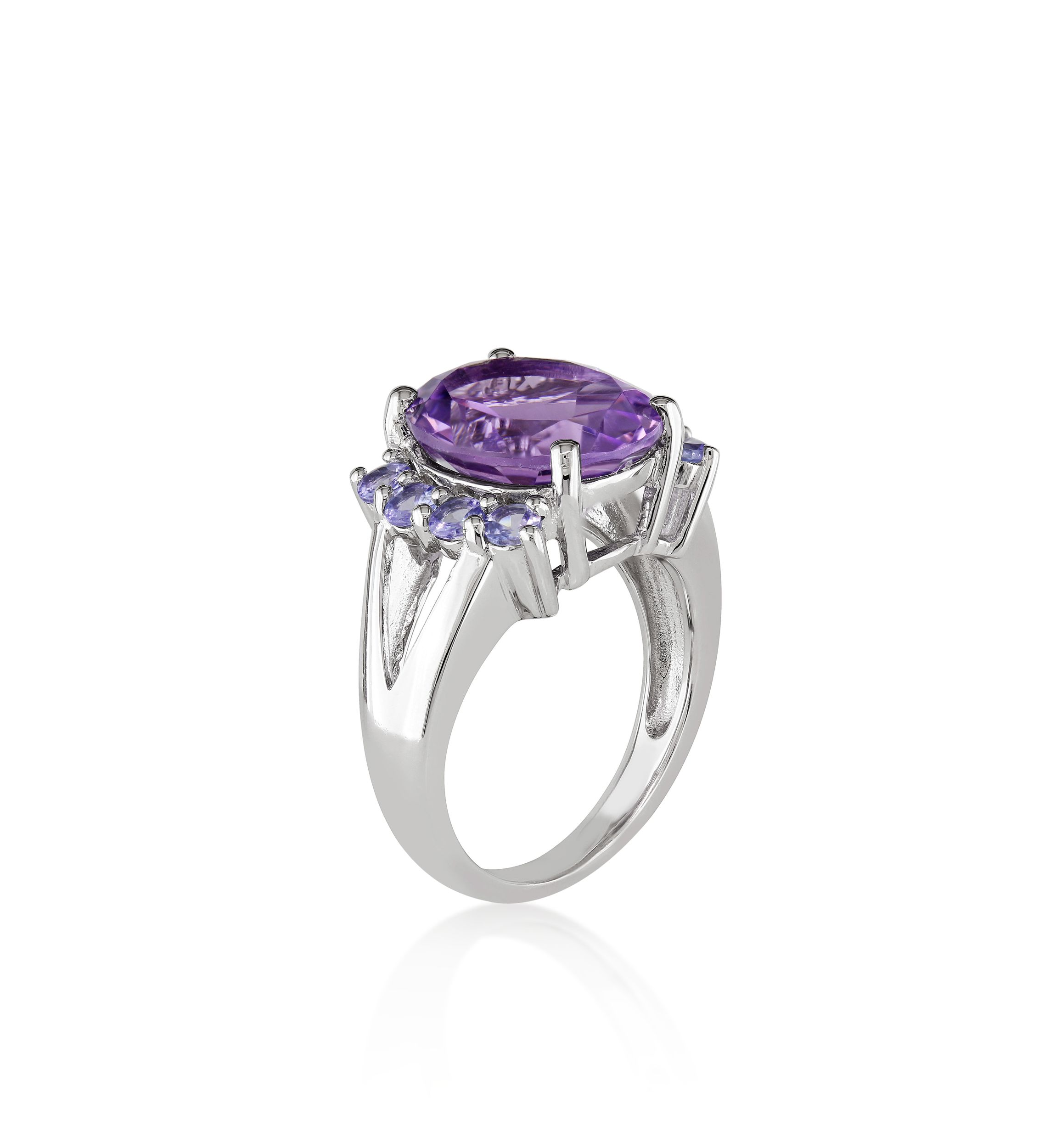 Amethyst and Tanzanite Ring in Sterling Silver