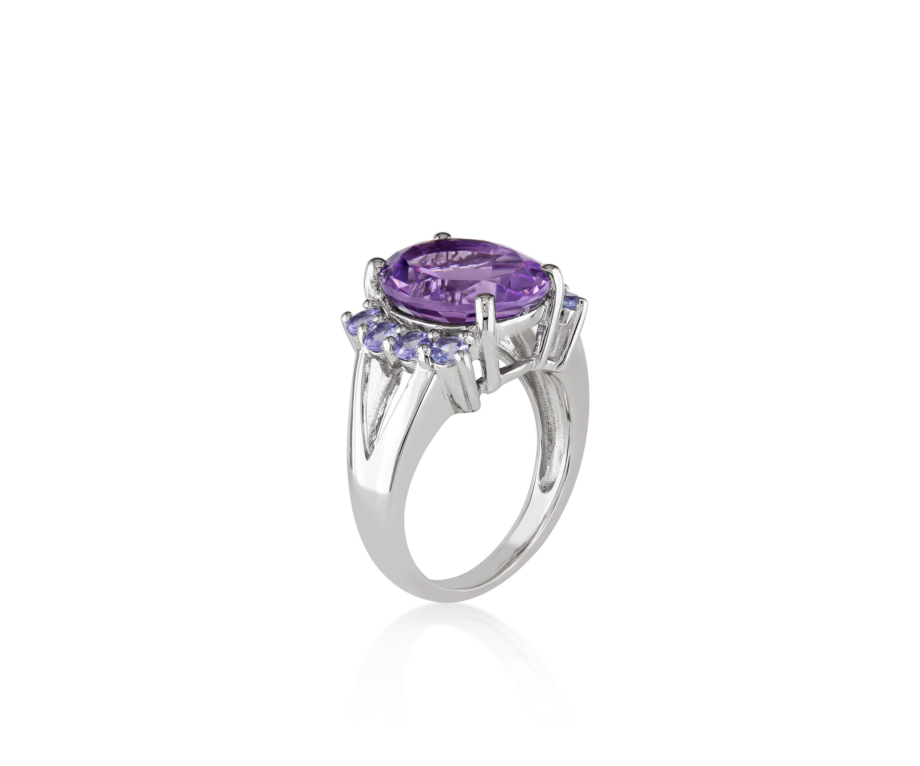 Amethyst and Tanzanite Ring in Sterling Silver