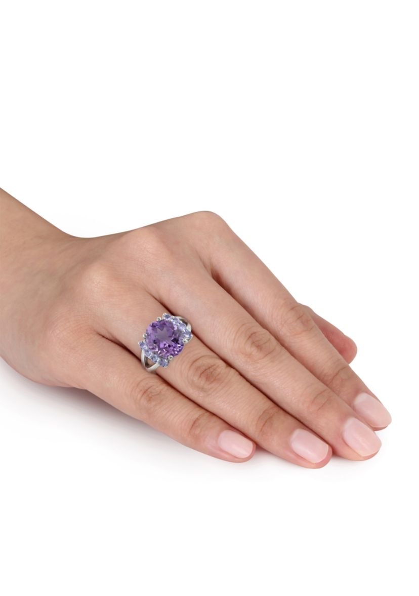 Amethyst and Tanzanite Ring in Sterling Silver