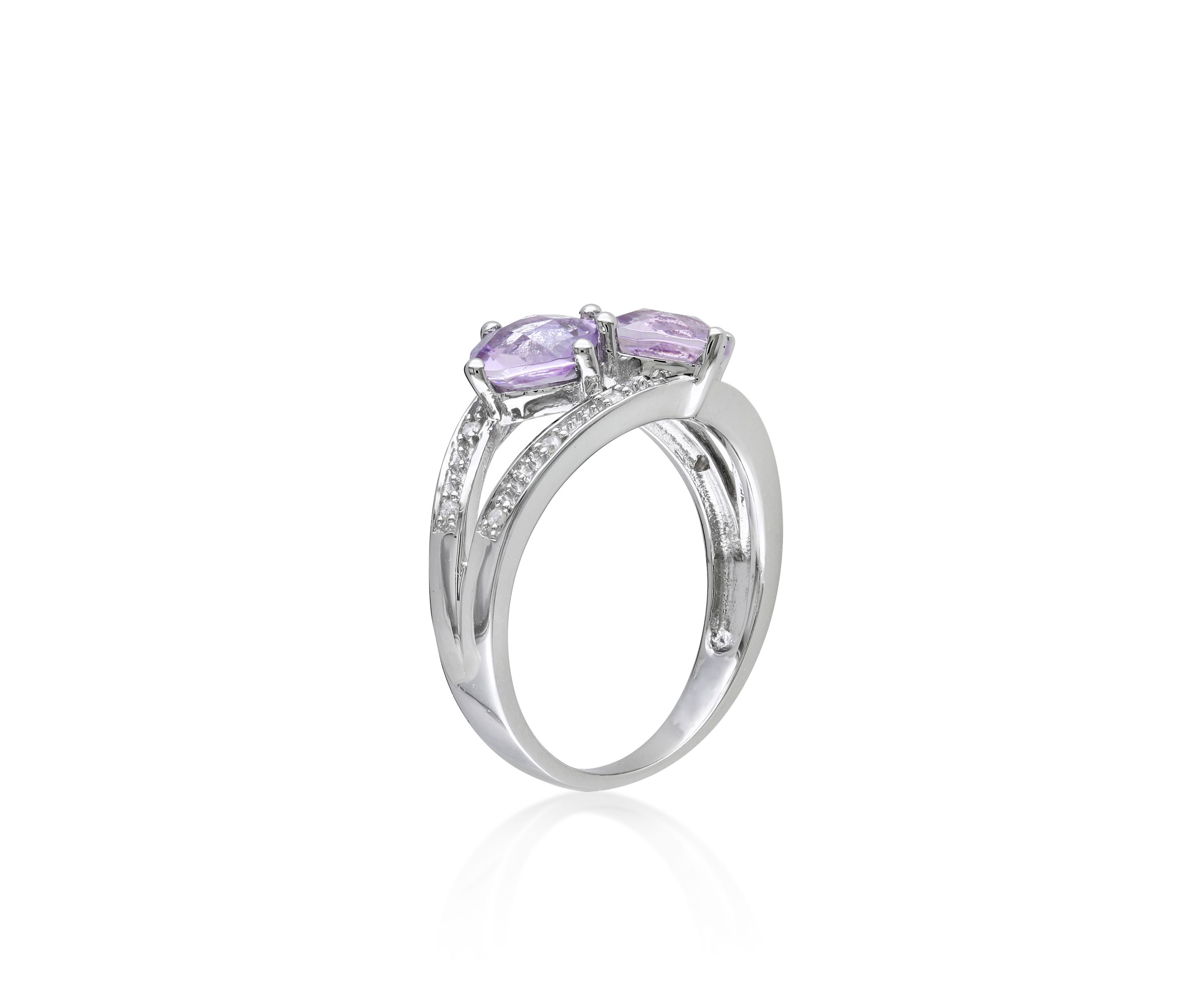 Rose de France Amethyst and Diamond Ring in Sterling Silver