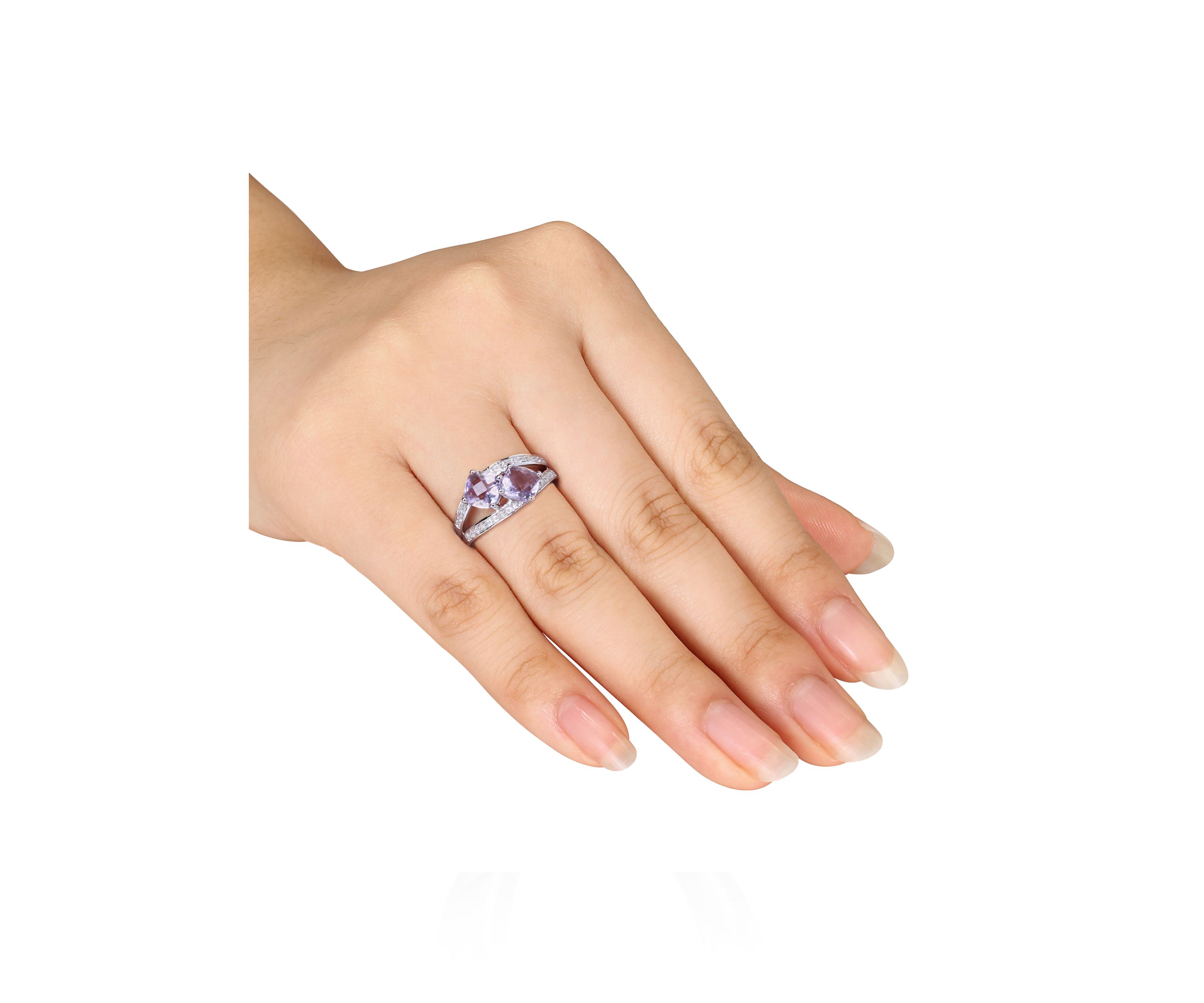 Rose de France Amethyst and Diamond Ring in Sterling Silver