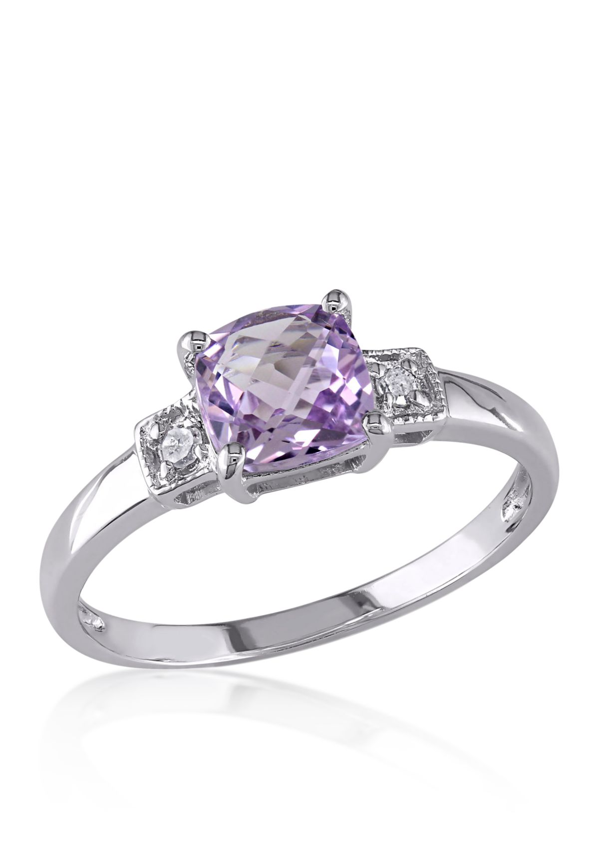 Amethyst and Diamond Ring in Sterling Silver