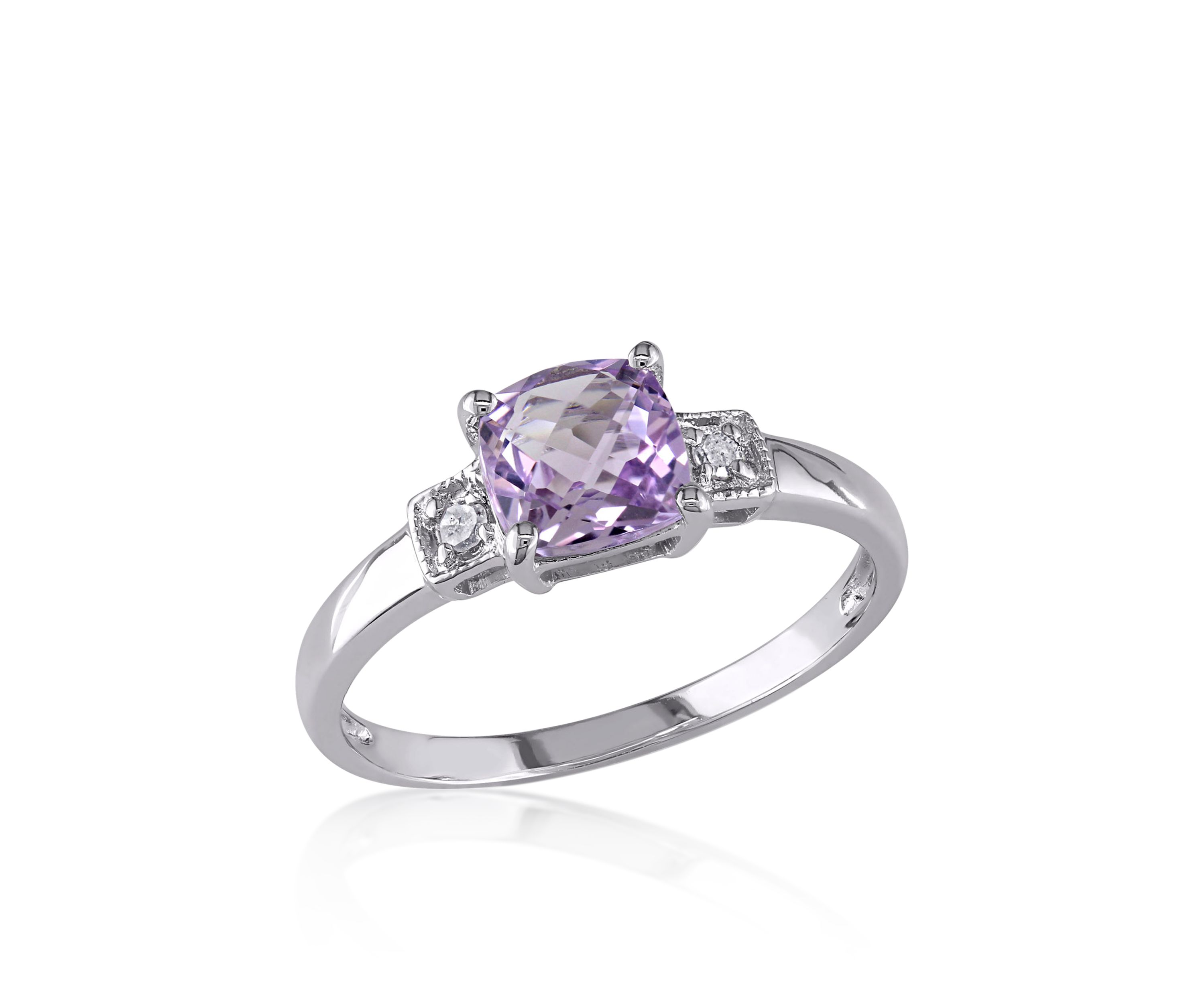 Amethyst and Diamond Ring in Sterling Silver