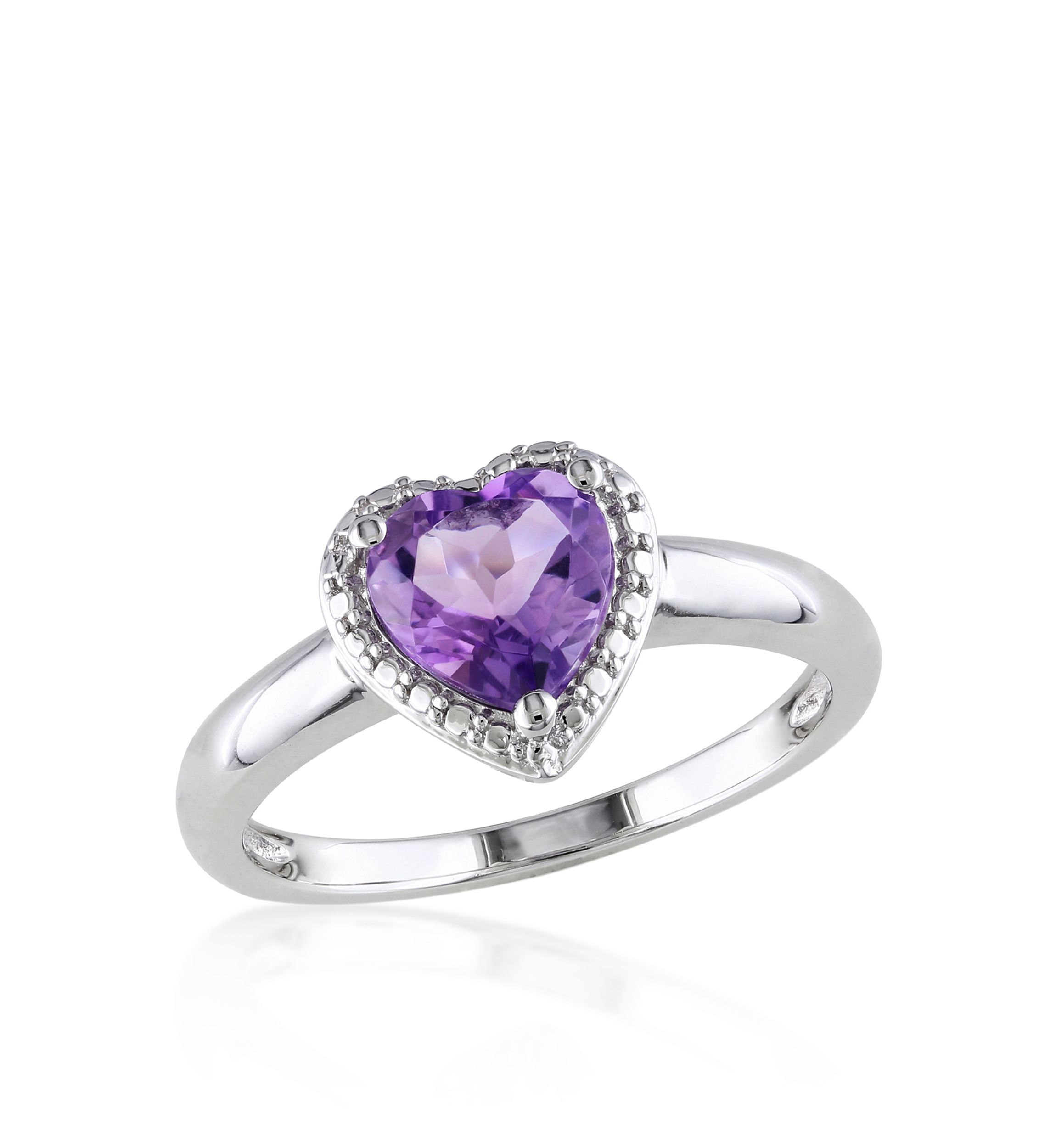 Amethyst Heart Ring in Sterling Silver