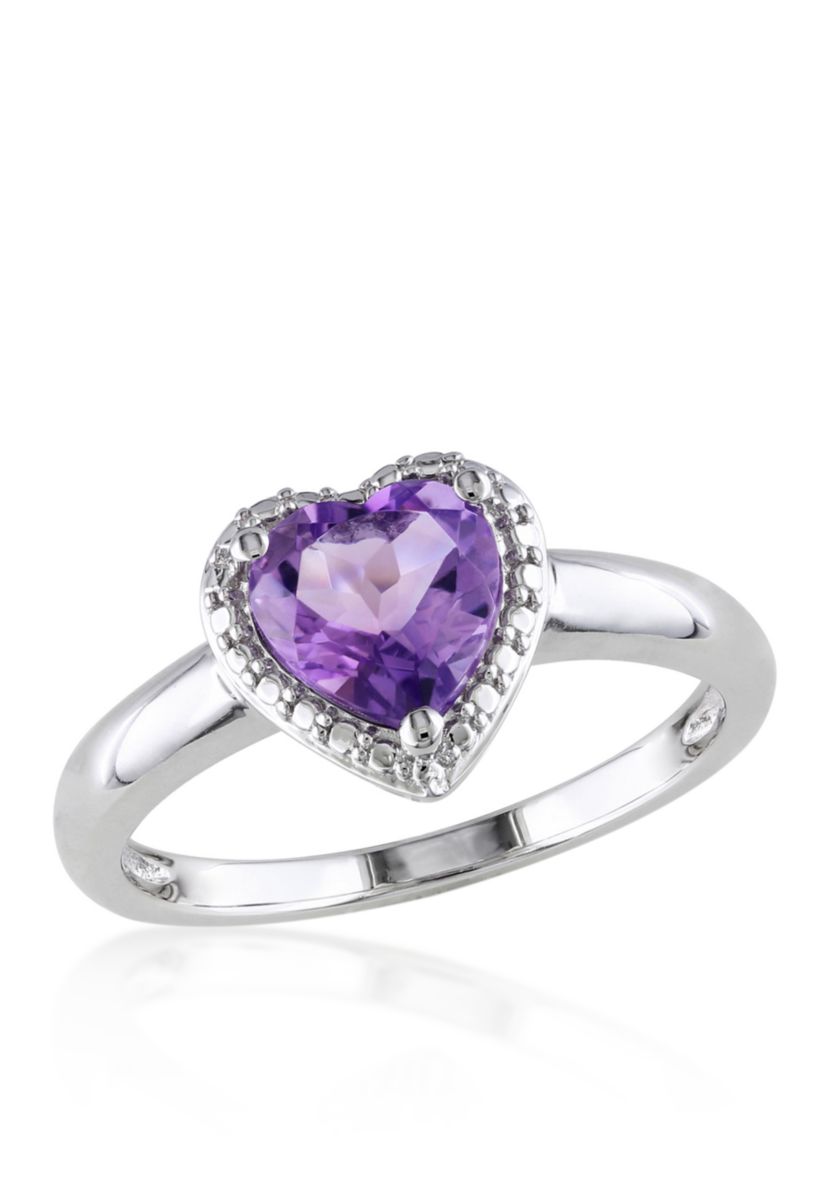 Amethyst Heart Ring in Sterling Silver