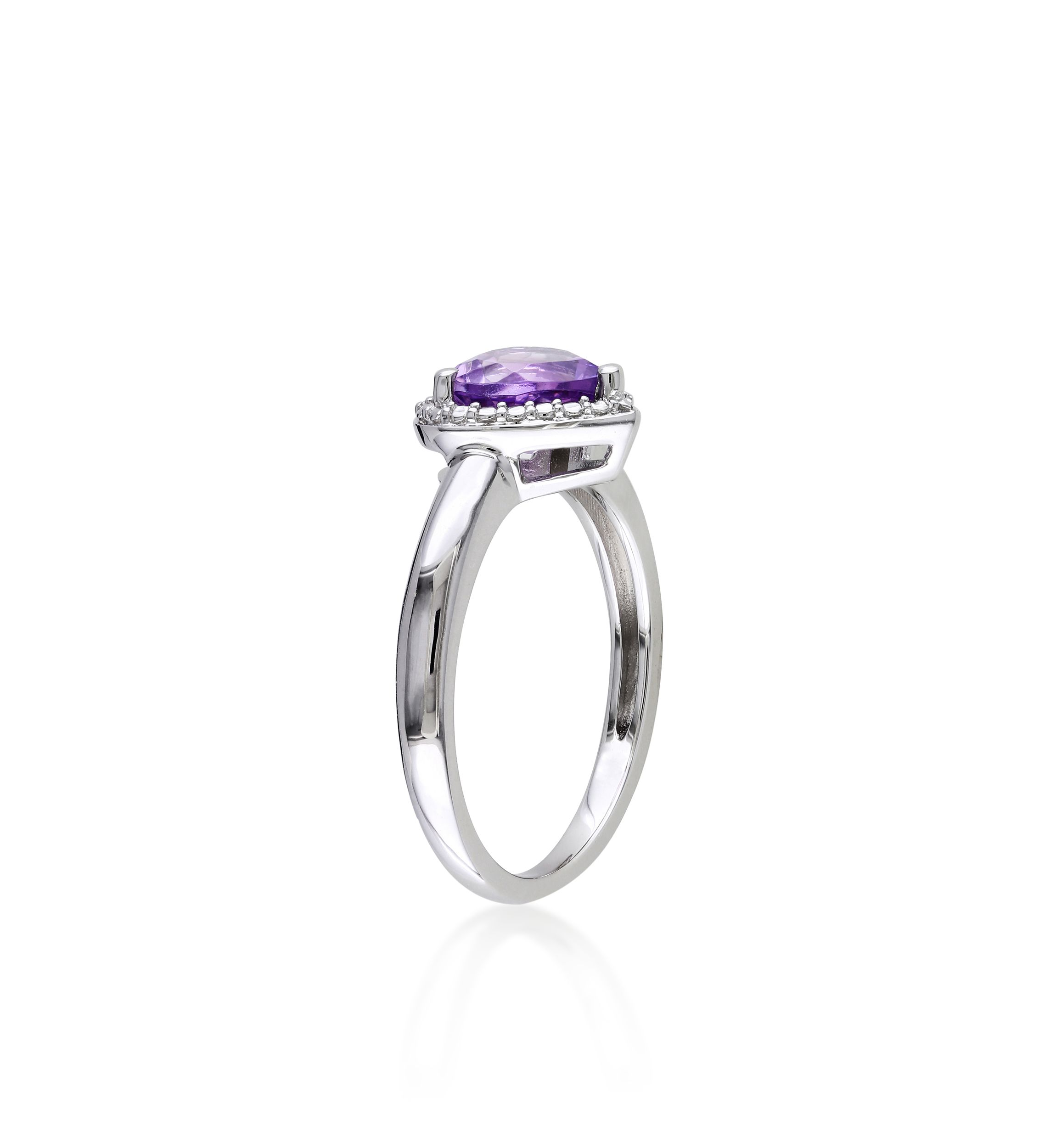 Amethyst Heart Ring in Sterling Silver