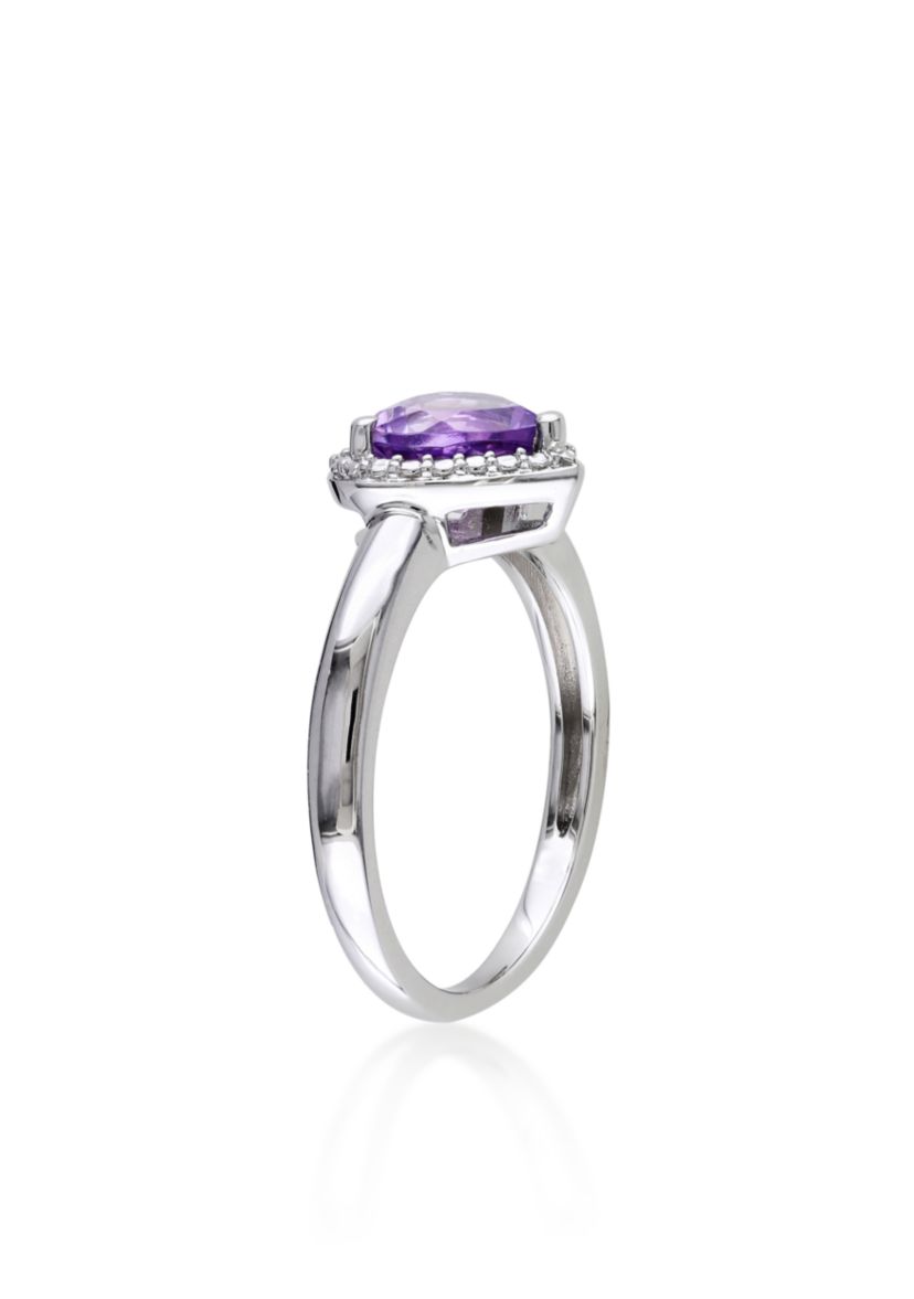 Amethyst Heart Ring in Sterling Silver