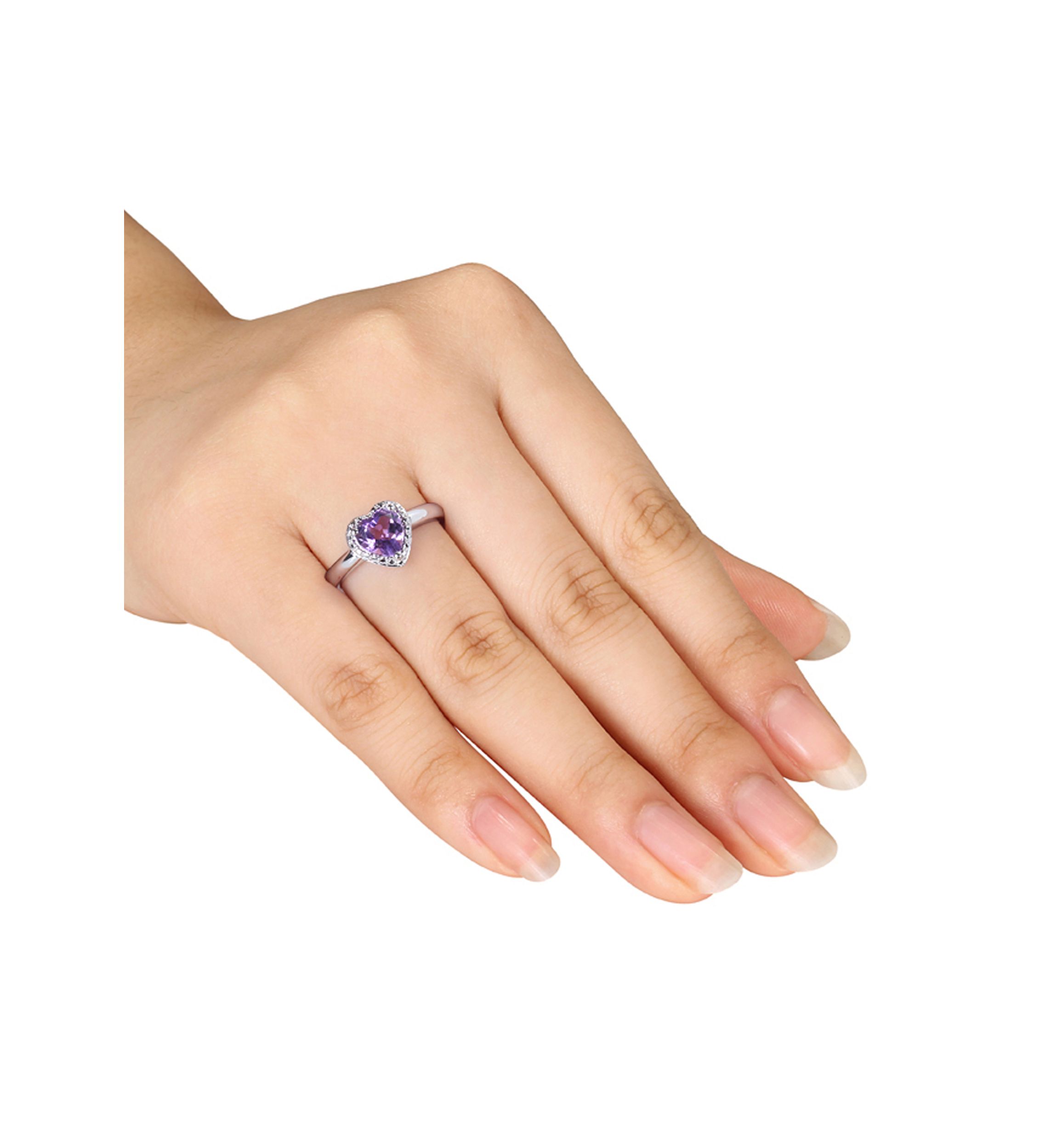Amethyst Heart Ring in Sterling Silver
