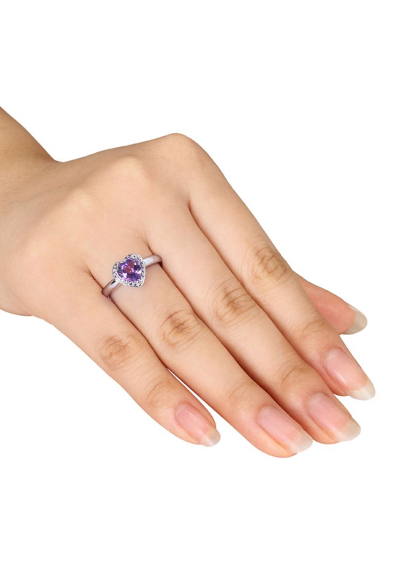 Amethyst Heart Ring in Sterling Silver