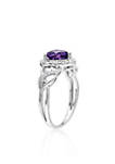 Amethyst and Diamond Heart Ring in Sterling Silver