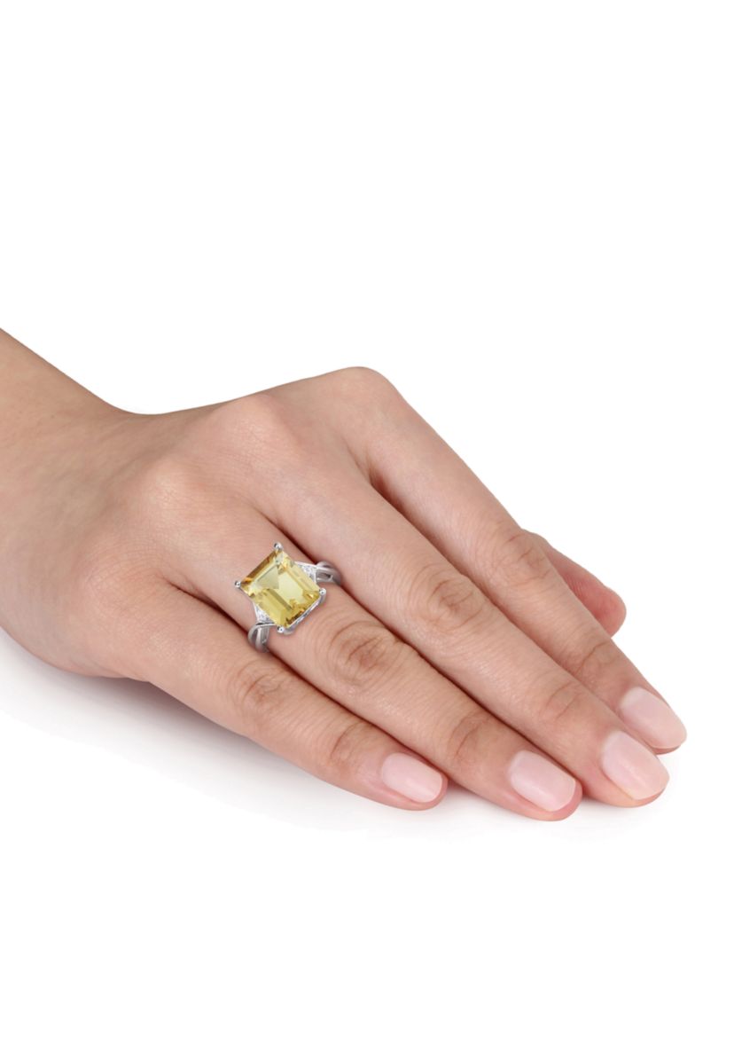 Sterling Silver Citrine and White Topaz Ring