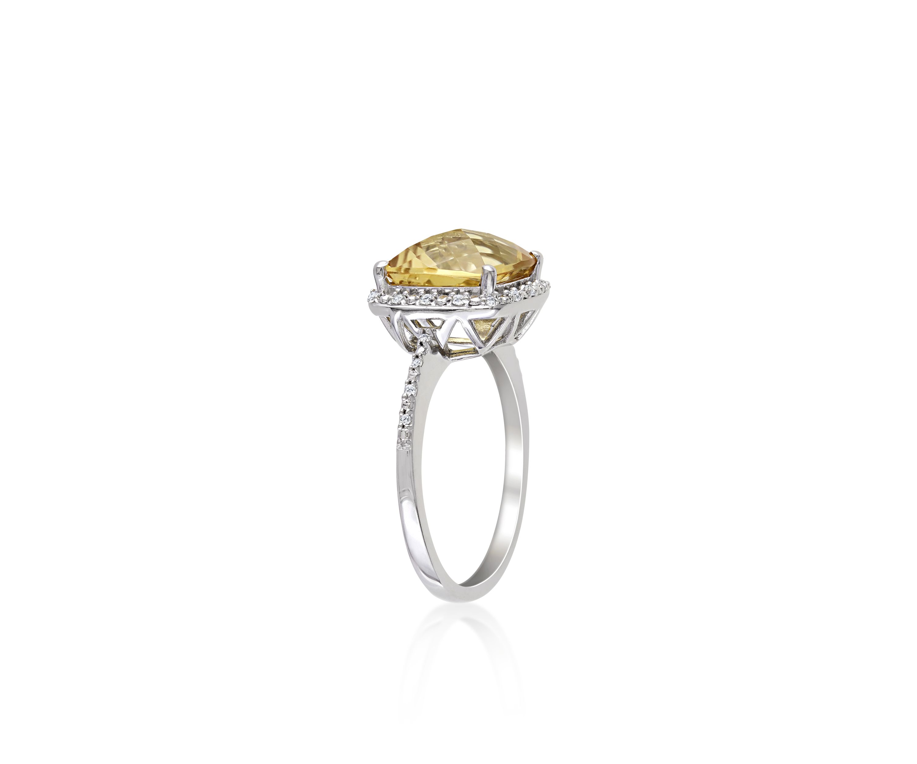 Sterling Silver Citrine and Diamond Ring