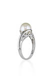8-8.5 Millimeter Cultured Freshwater Pearl Solitaire Ring in 10k White Gold