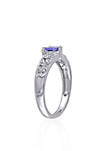 Sterling Silver Tanzanite and Diamond Heart Ring