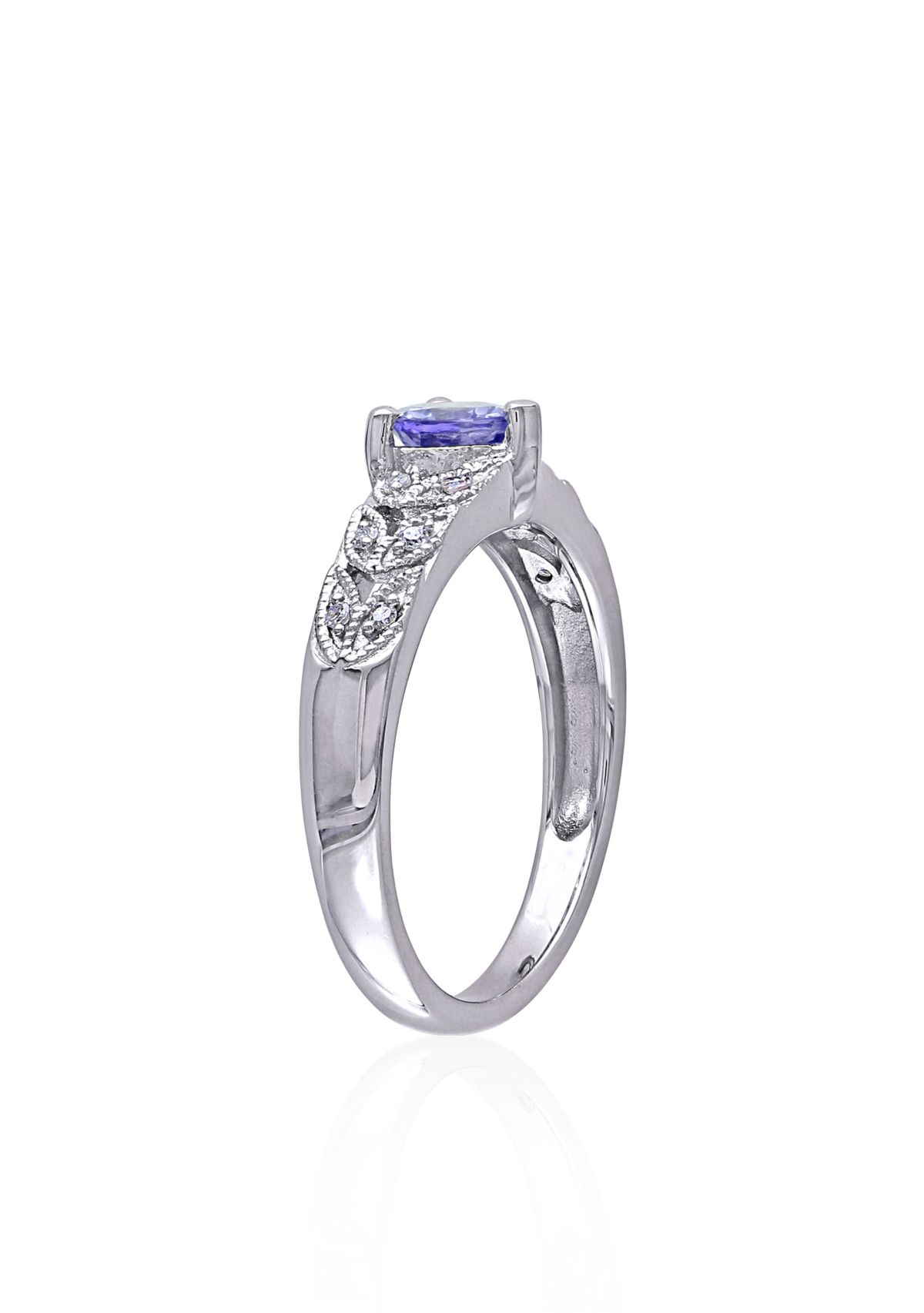 Sterling Silver Tanzanite and Diamond Heart Ring