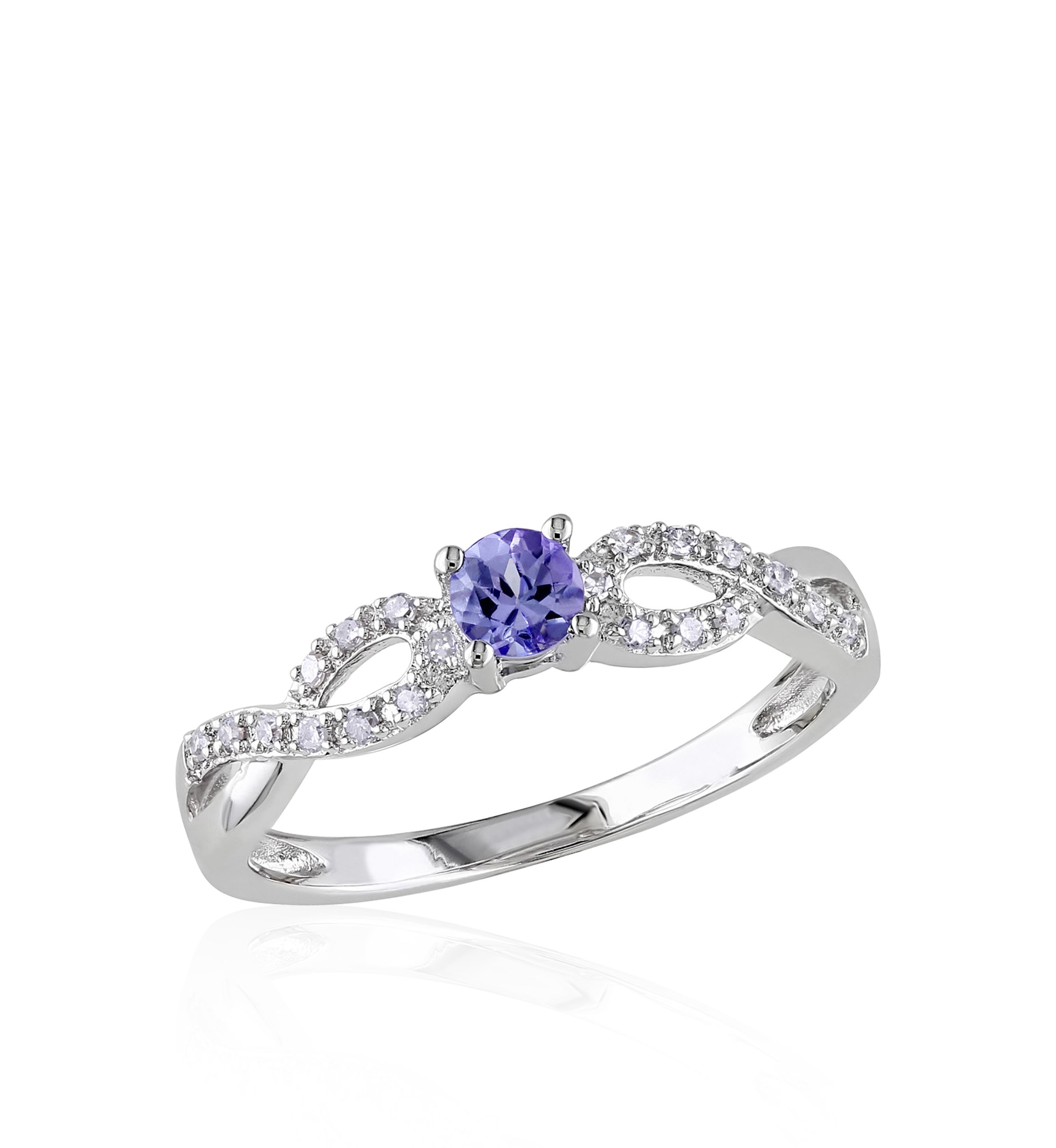 Sterling Silver Tanzanite and Diamond Ring