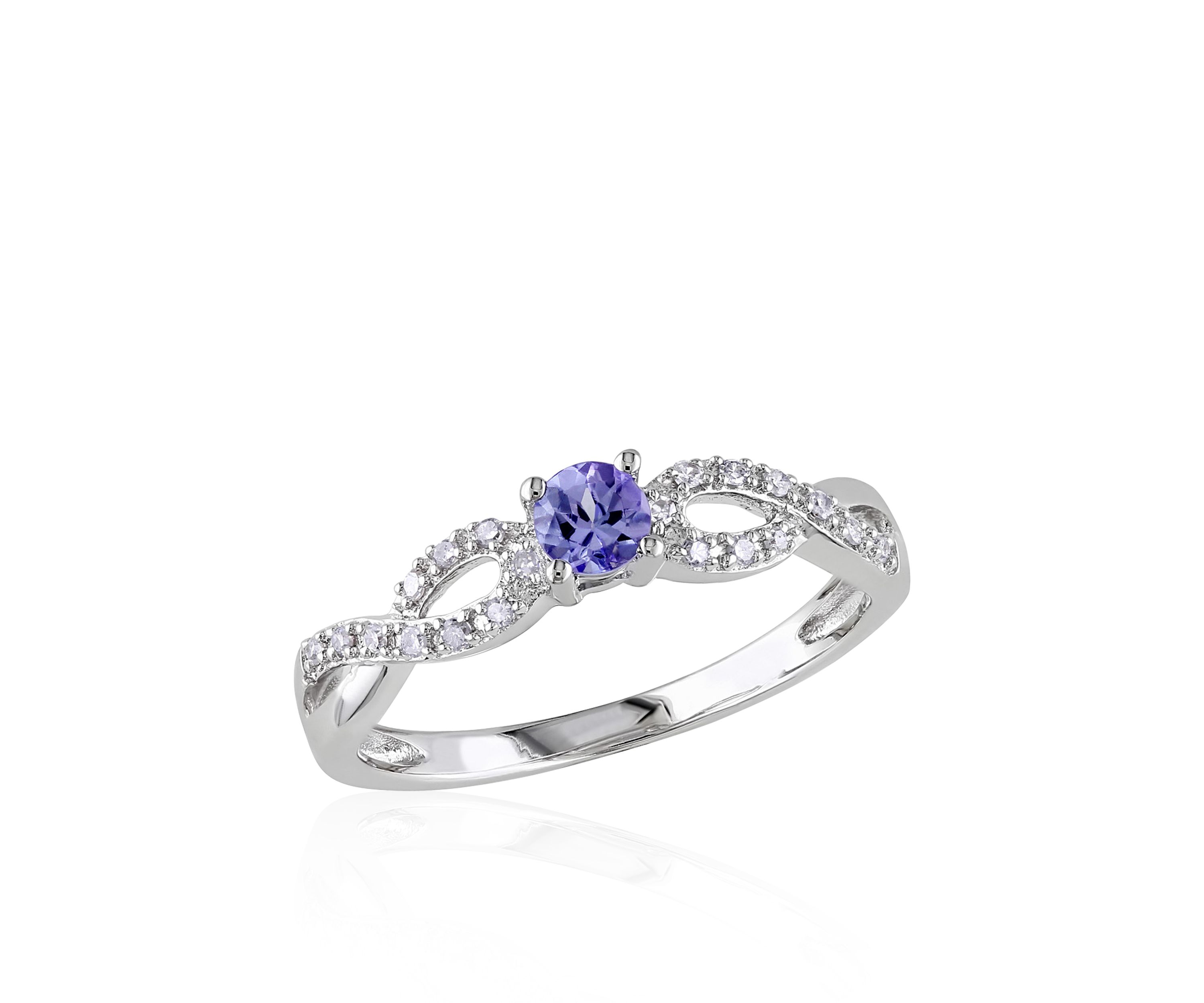 Sterling Silver Tanzanite and Diamond Ring