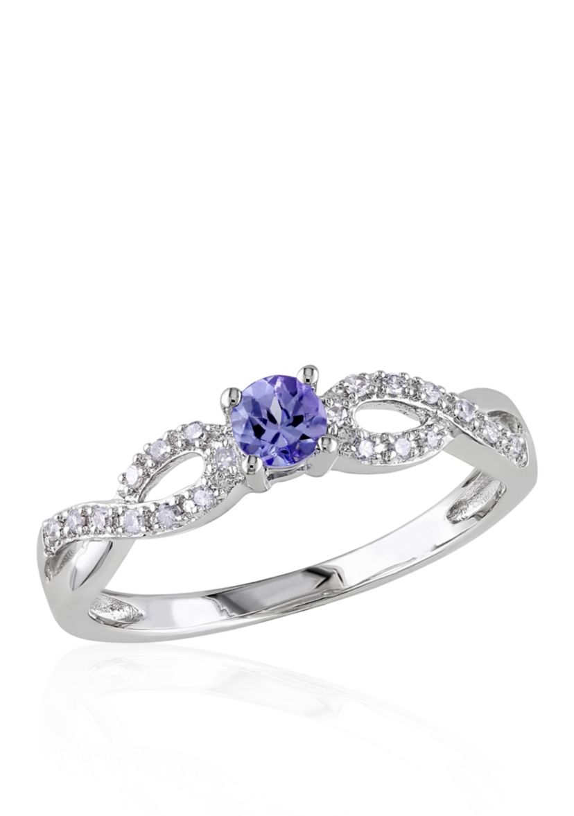 Sterling Silver Tanzanite and Diamond Ring