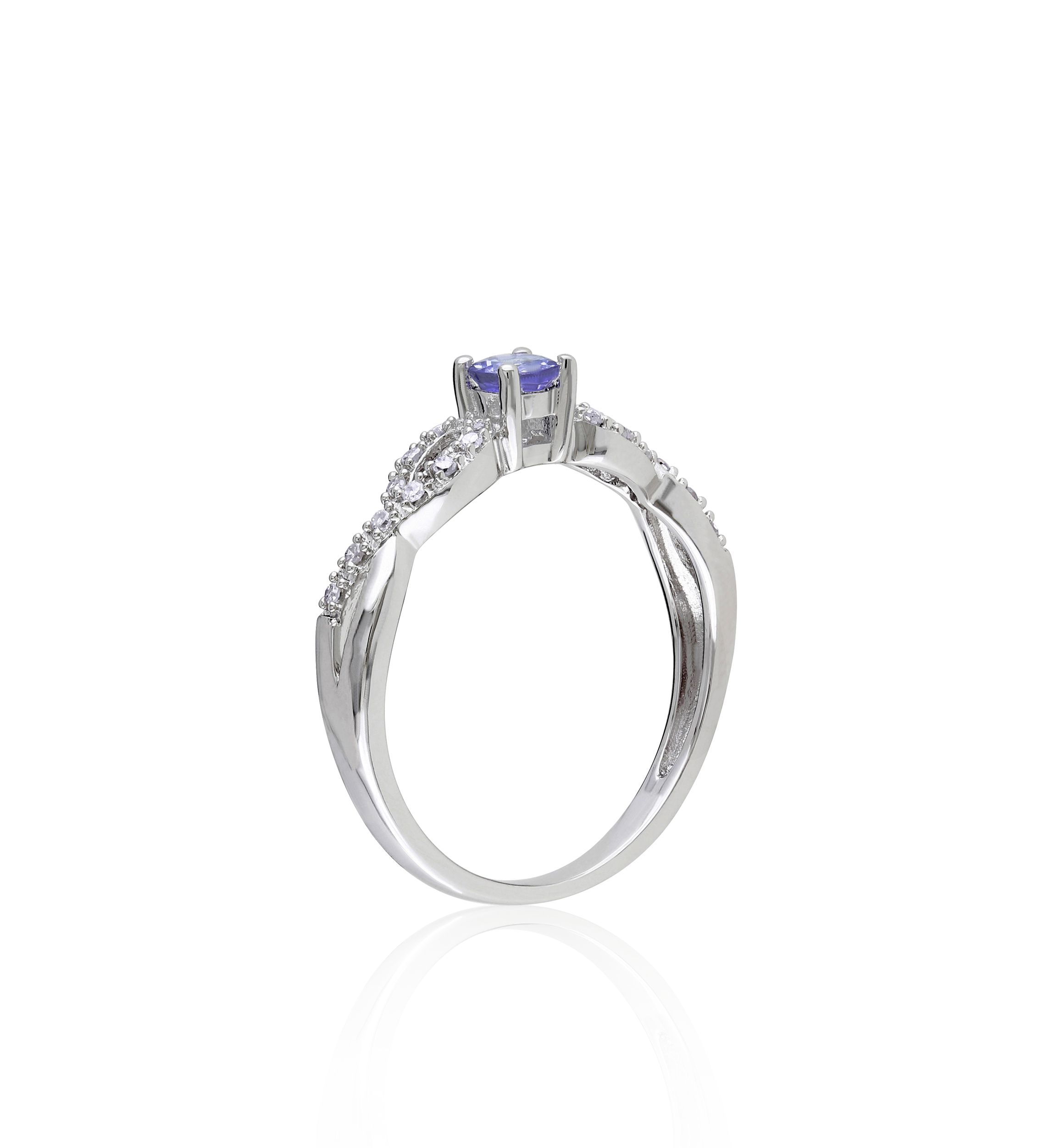 Sterling Silver Tanzanite and Diamond Ring
