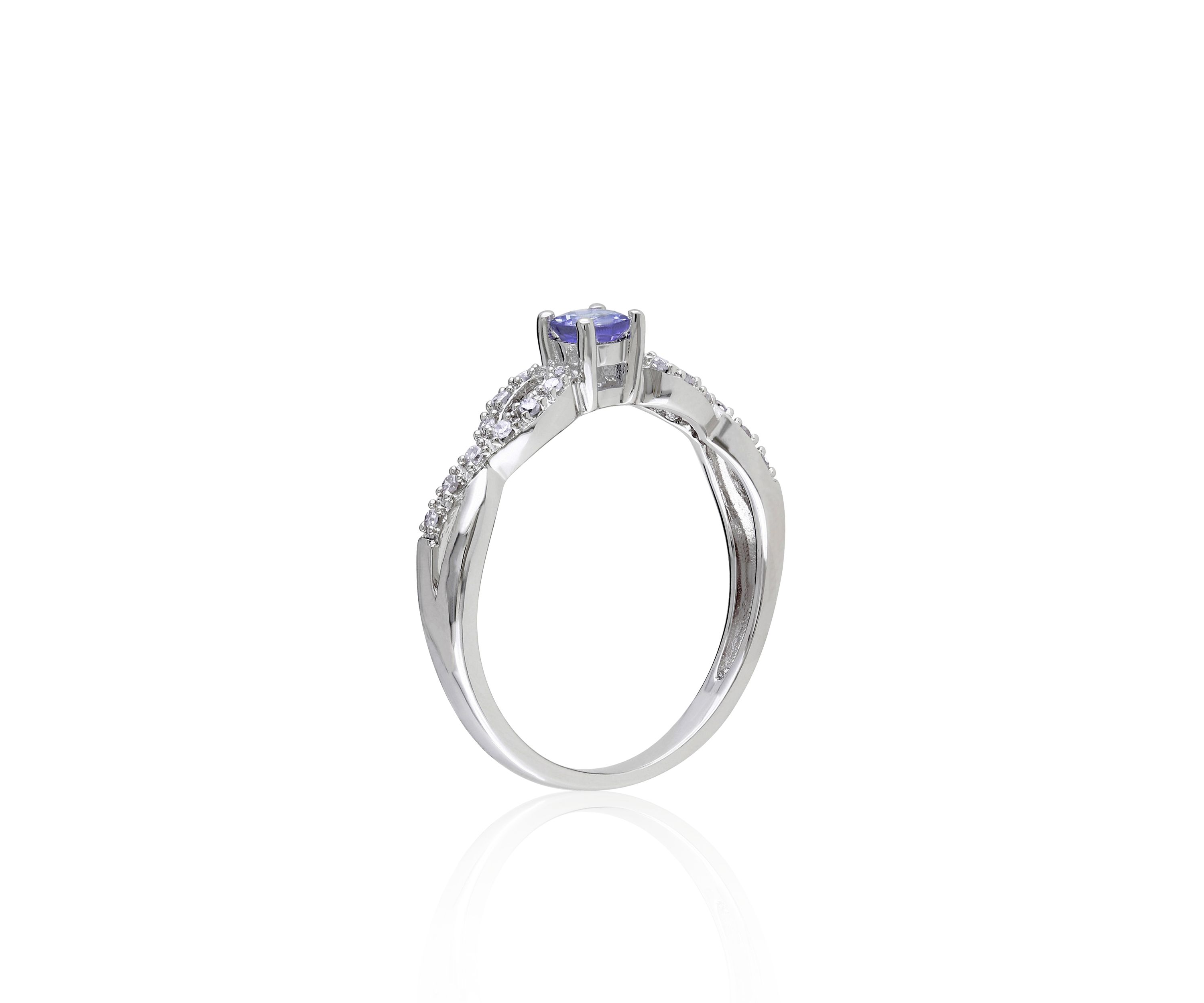 Sterling Silver Tanzanite and Diamond Ring