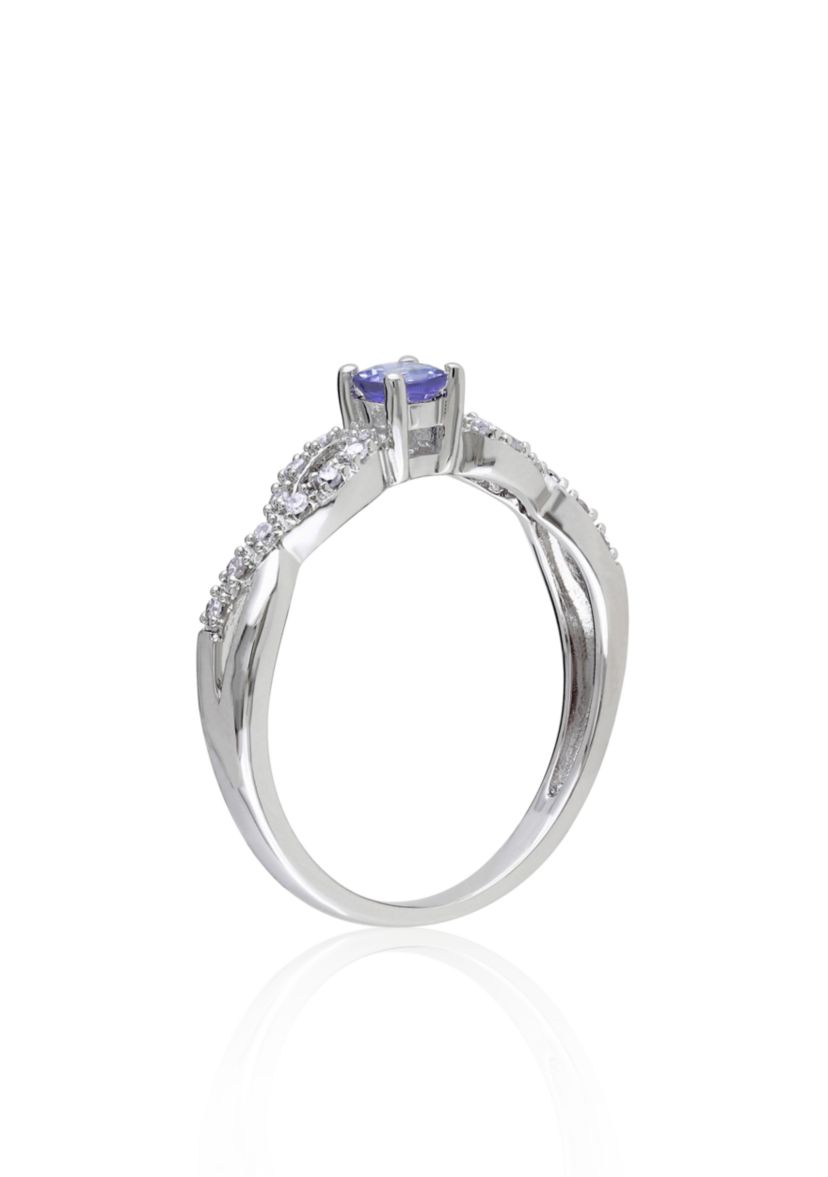 Sterling Silver Tanzanite and Diamond Ring