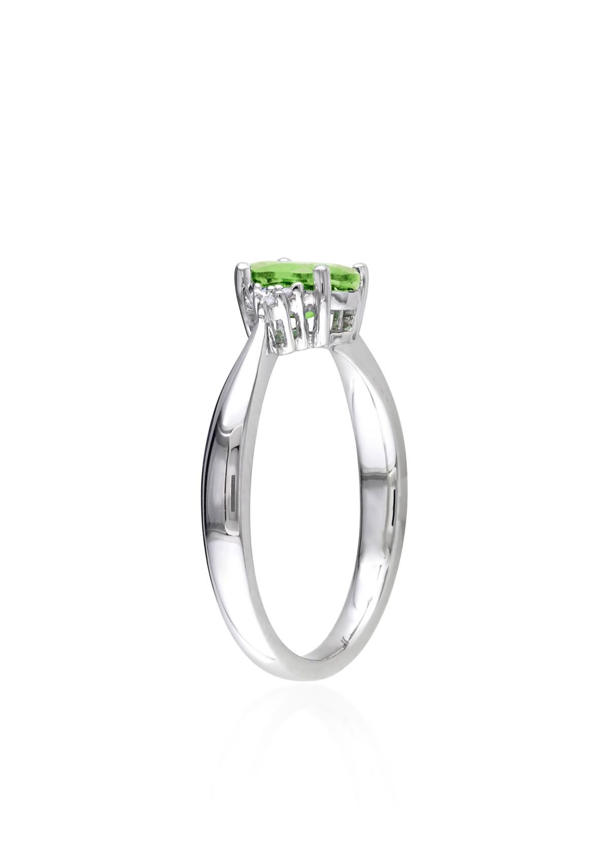 Sterling Silver Peridot and Diamond Ring