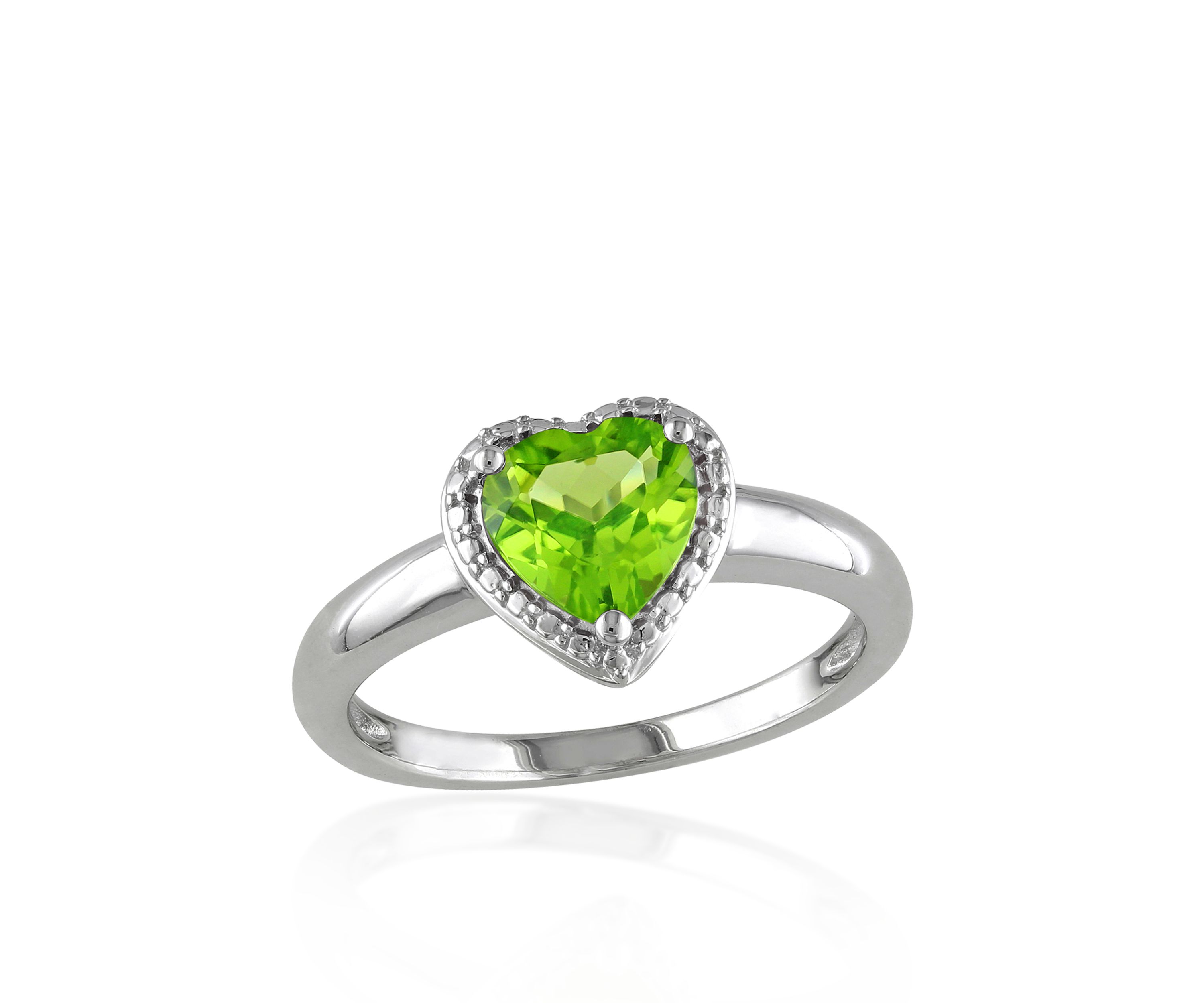 Sterling Silver Peridot Heart Ring