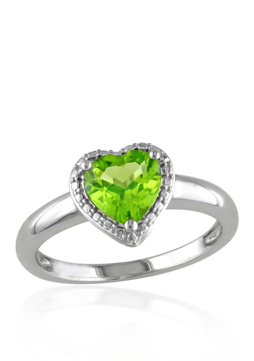 Sterling Silver Peridot Heart Ring