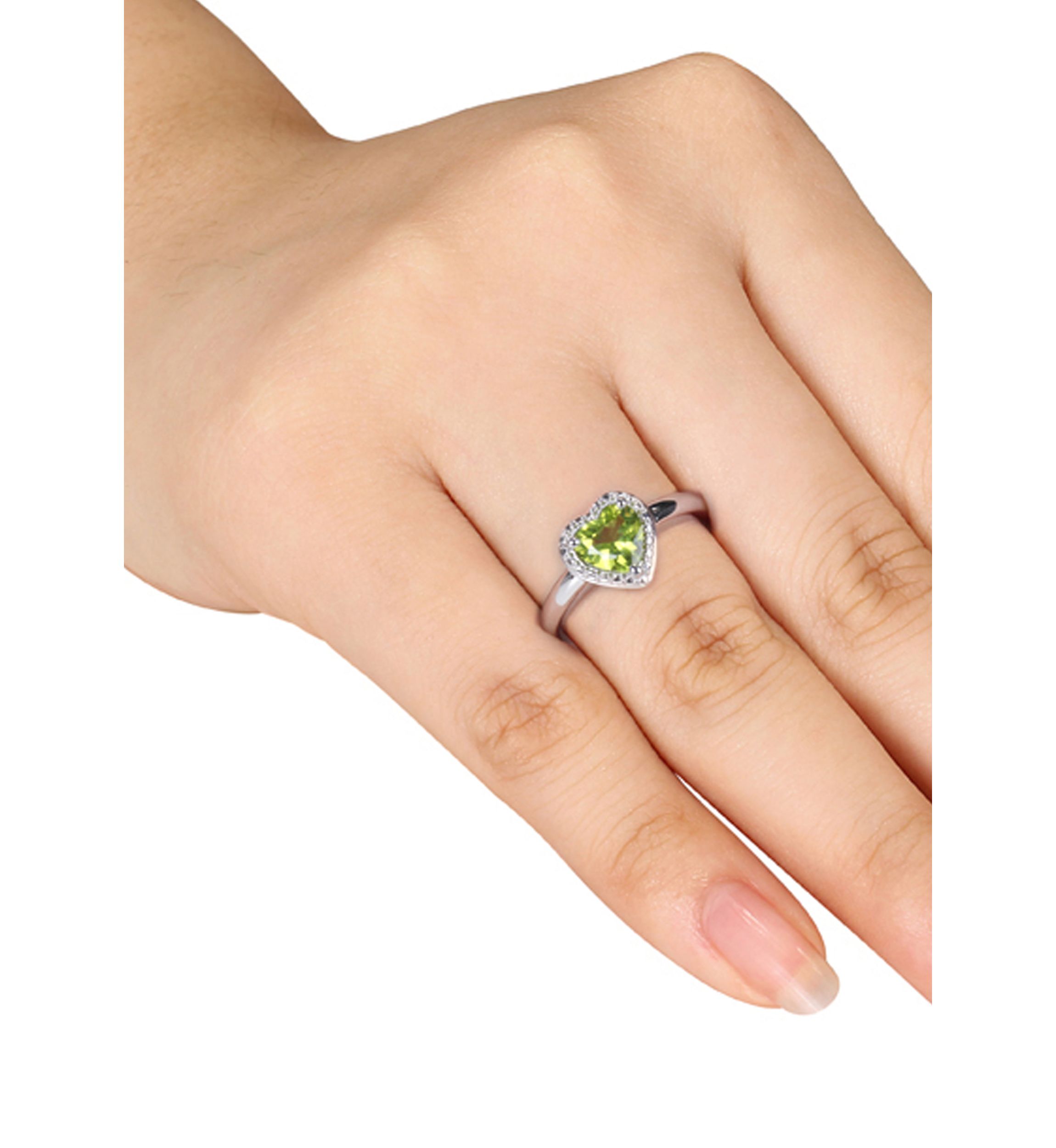 Sterling Silver Peridot Heart Ring