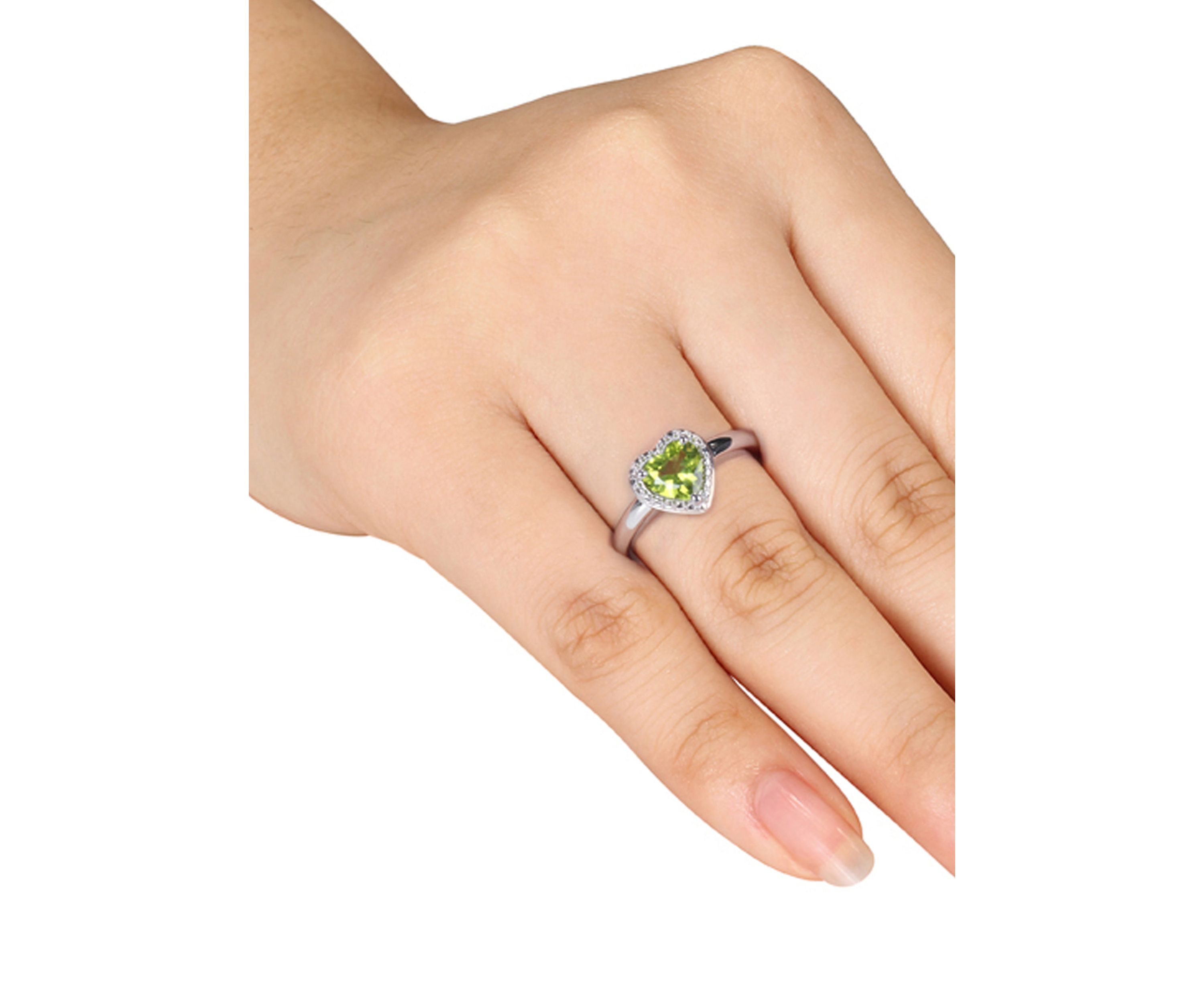 Sterling Silver Peridot Heart Ring