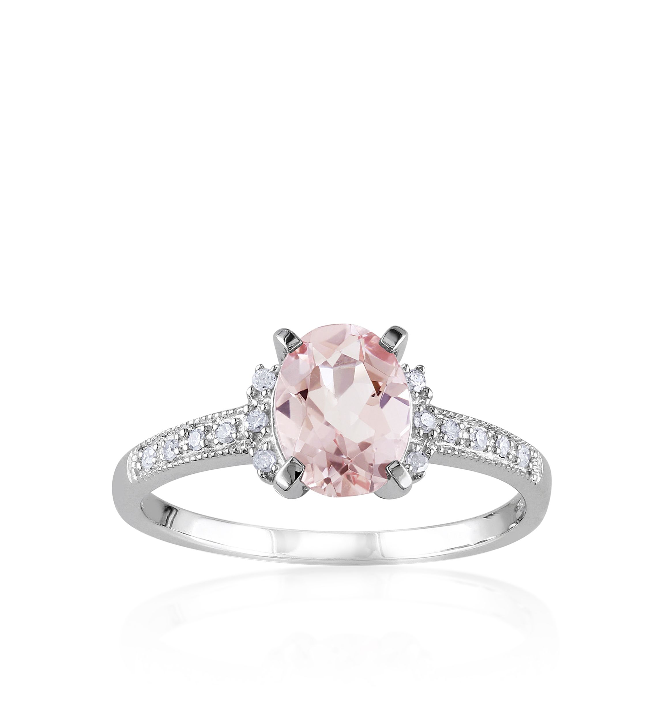 1.14 ct. t.w. Morganite and 0.7 ct. t.w. Diamond Ring in Sterling Silver