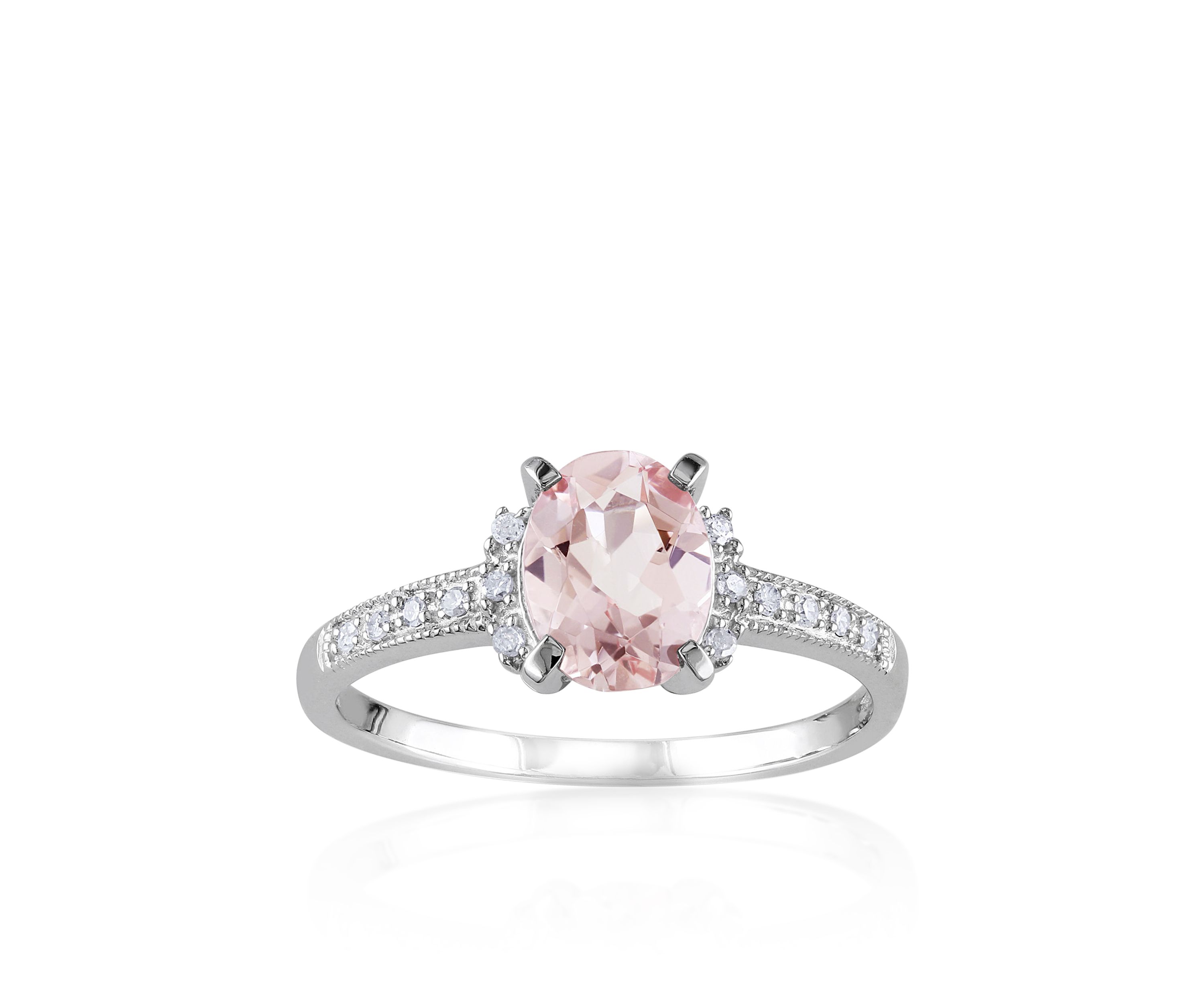 1.14 ct. t.w. Morganite and 0.7 ct. t.w. Diamond Ring in Sterling Silver