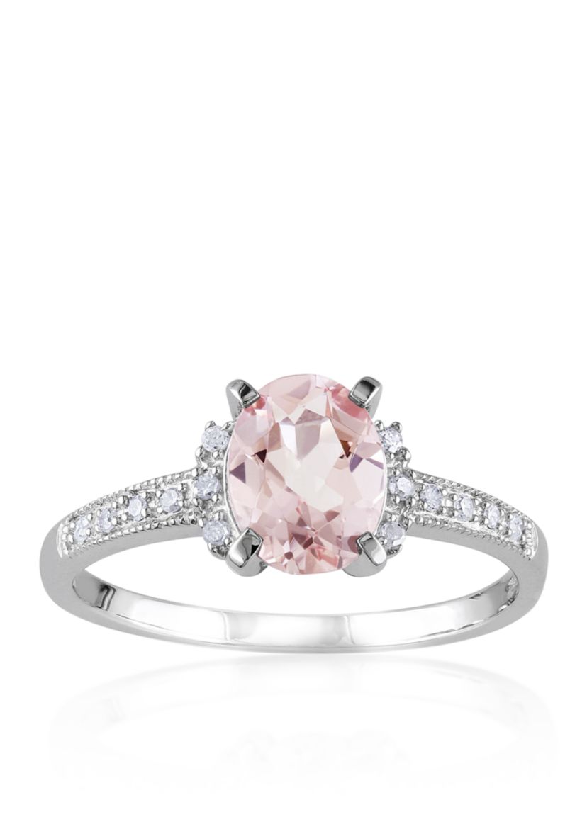 1.14 ct. t.w. Morganite and 0.7 ct. t.w. Diamond Ring in Sterling Silver