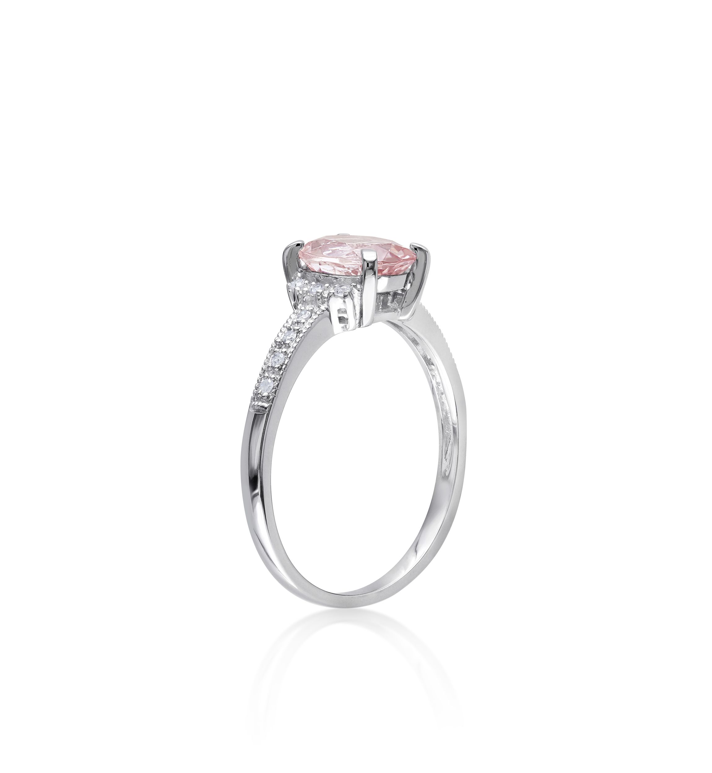 1.14 ct. t.w. Morganite and 0.7 ct. t.w. Diamond Ring in Sterling Silver