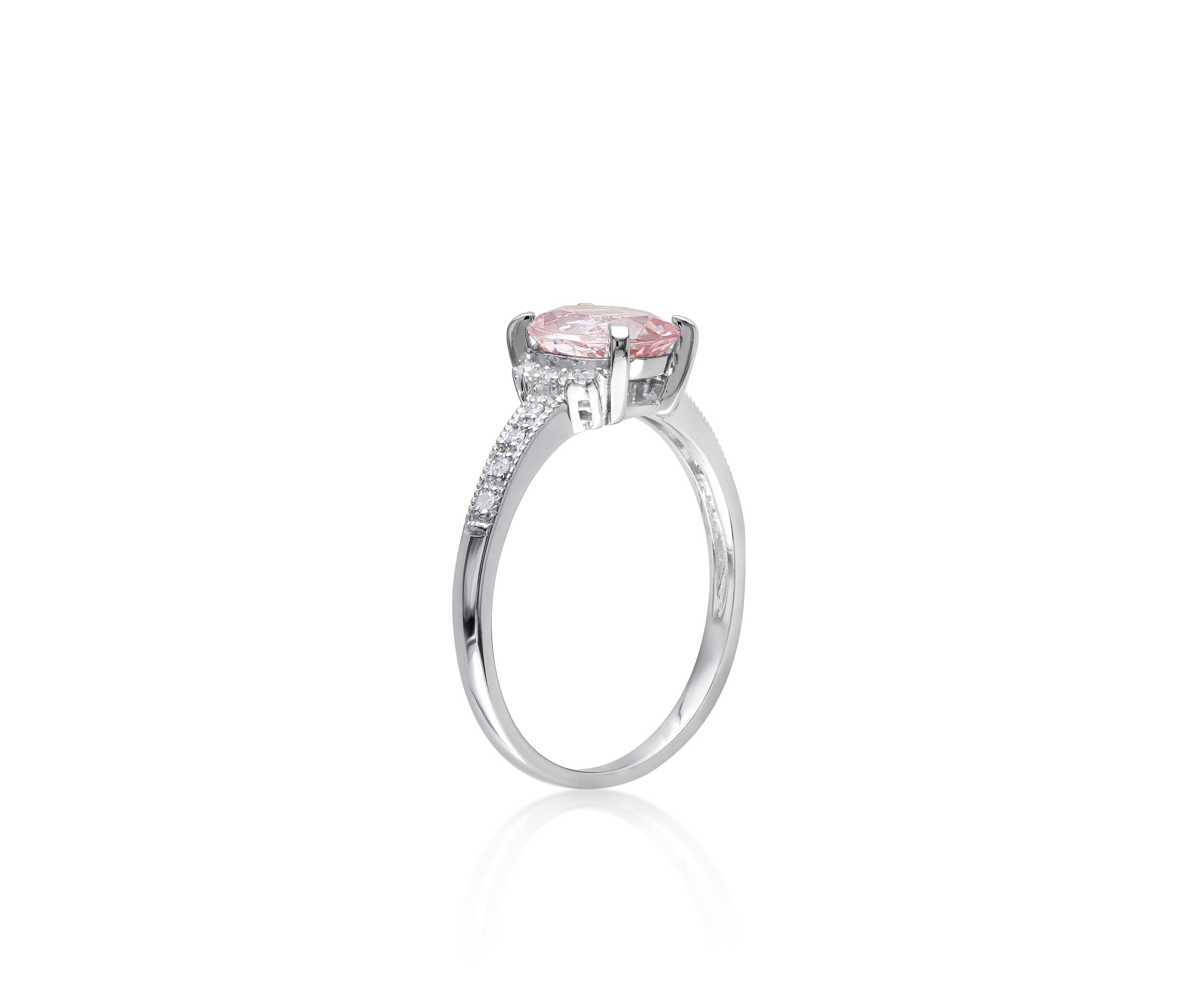1.14 ct. t.w. Morganite and 0.7 ct. t.w. Diamond Ring in Sterling Silver