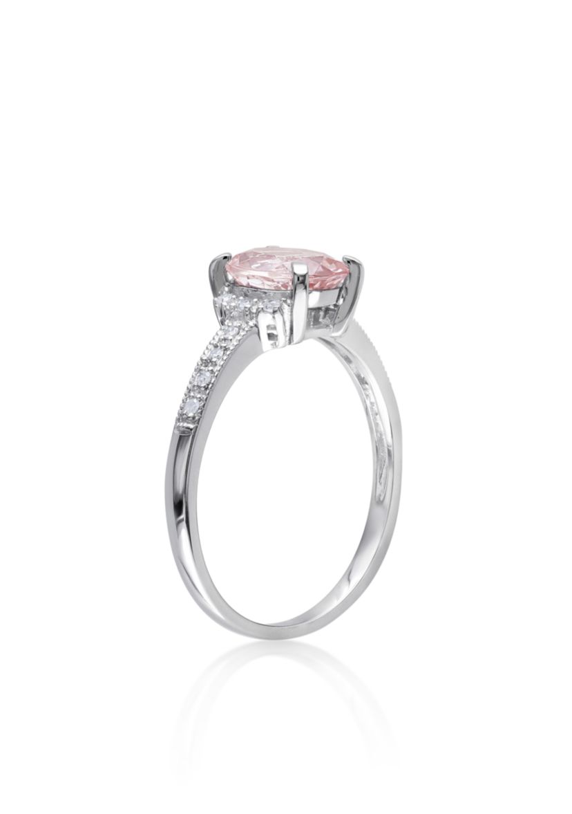 1.14 ct. t.w. Morganite and 0.7 ct. t.w. Diamond Ring in Sterling Silver